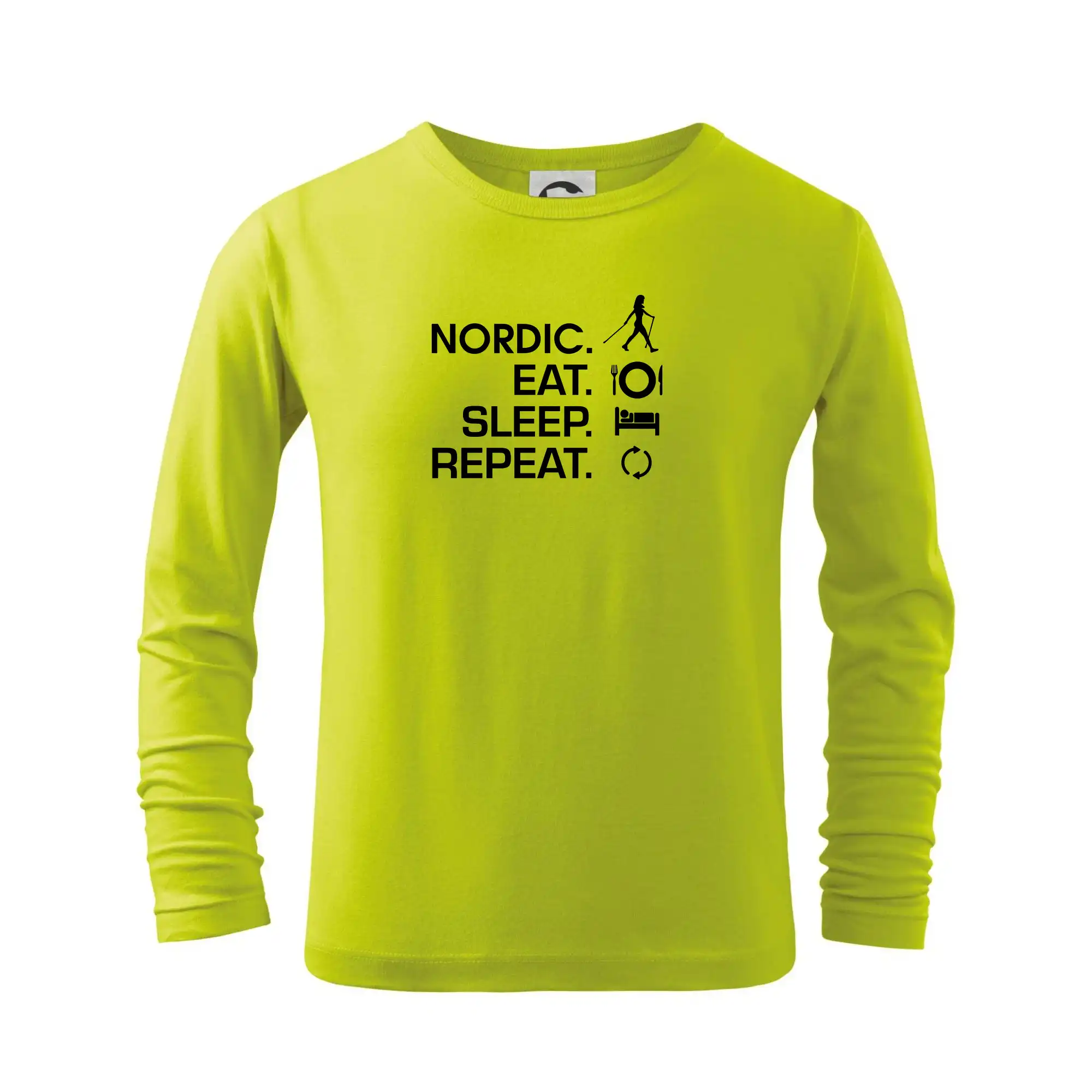 Trička pre cestovateľov - Nordic walking eat sleep - Tričko detské Long Sleeve