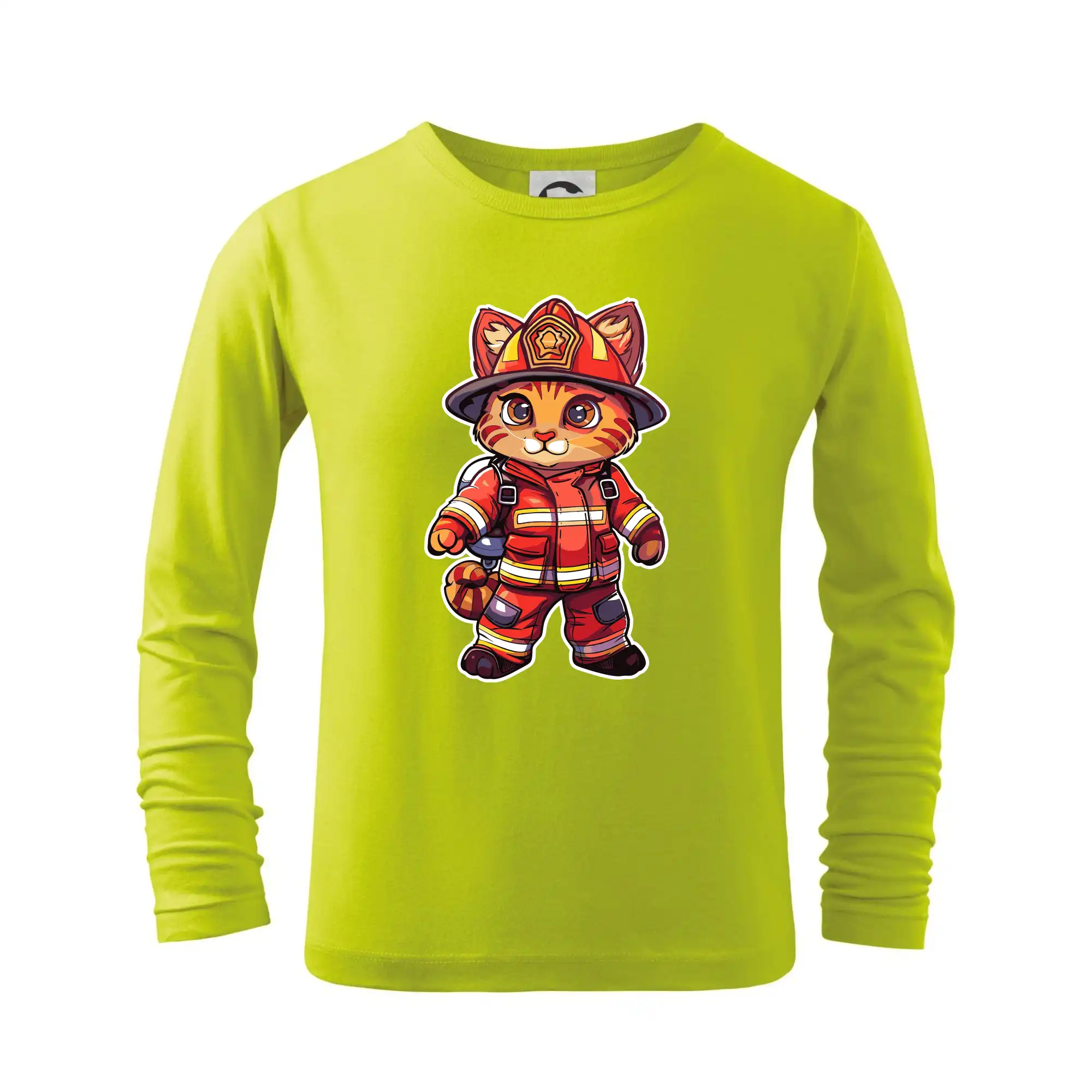 Originálne tričká pre hasičov - Malý hasič - kocúr - Tričko detské Long Sleeve