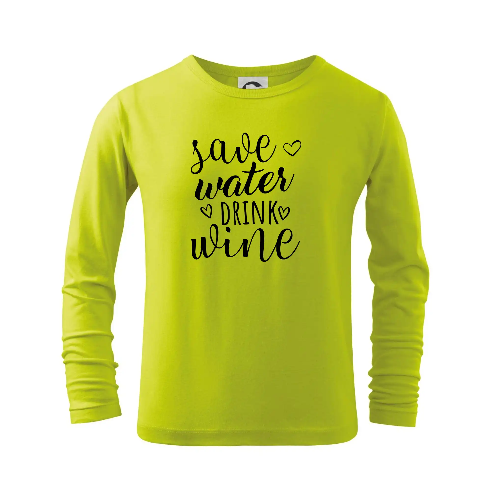 Vtipná tričká s tematikou vína - Save water drink wine - Tričko detské Long Sleeve