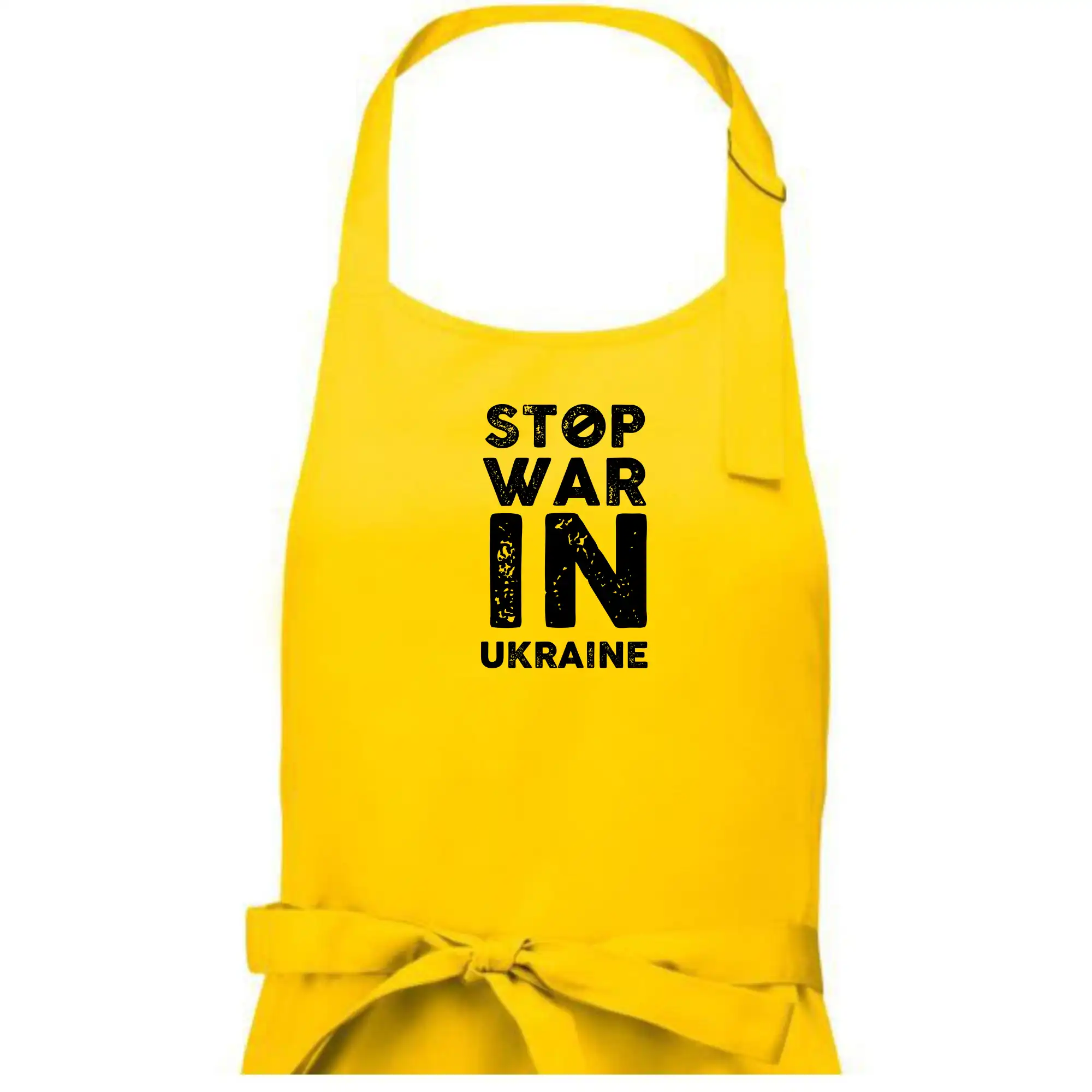 Tričká s vlajkou ukrajiny - Čierny nápis Stop war in Ukraine - Pánska zástera na varenie