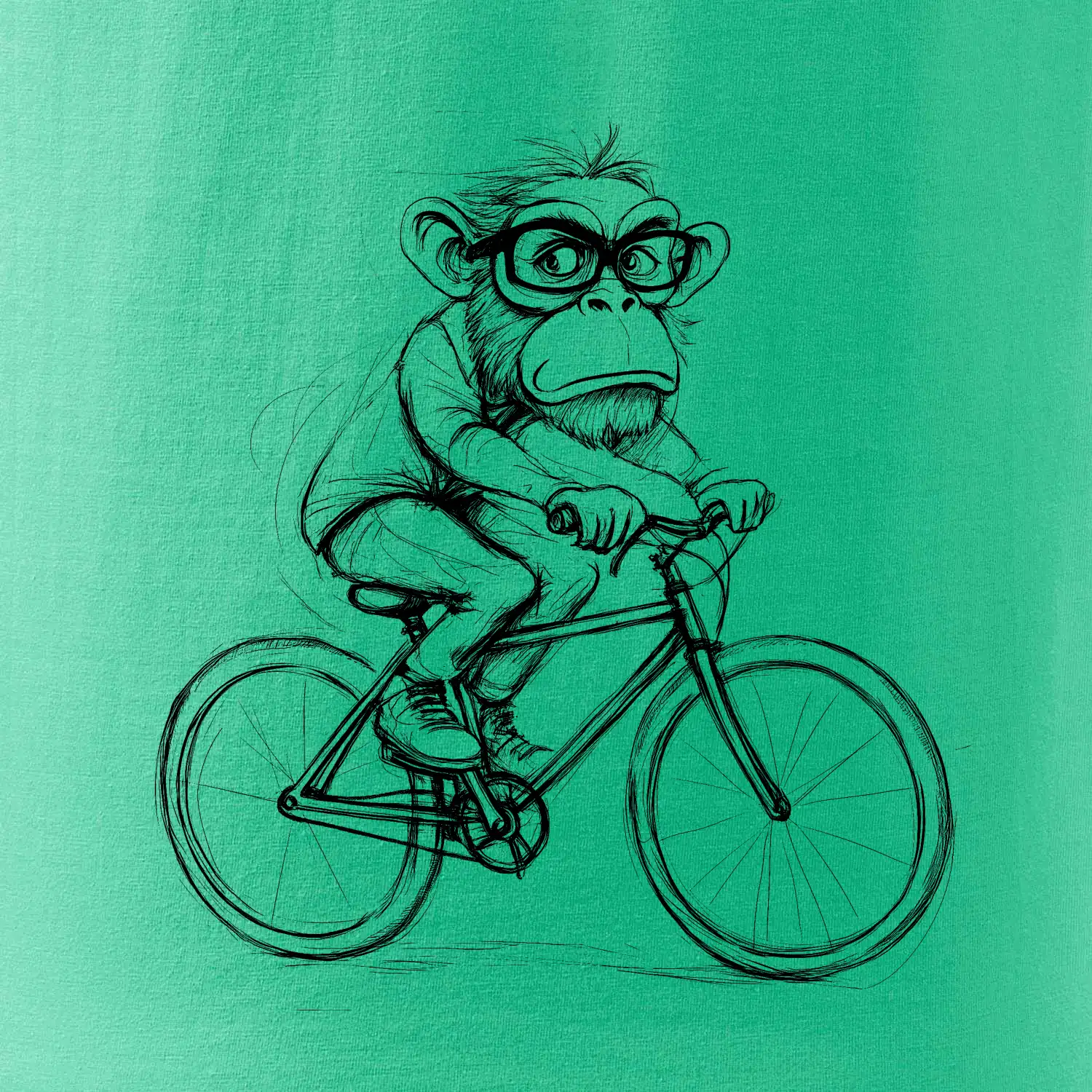 Opice s brýlemi na kole