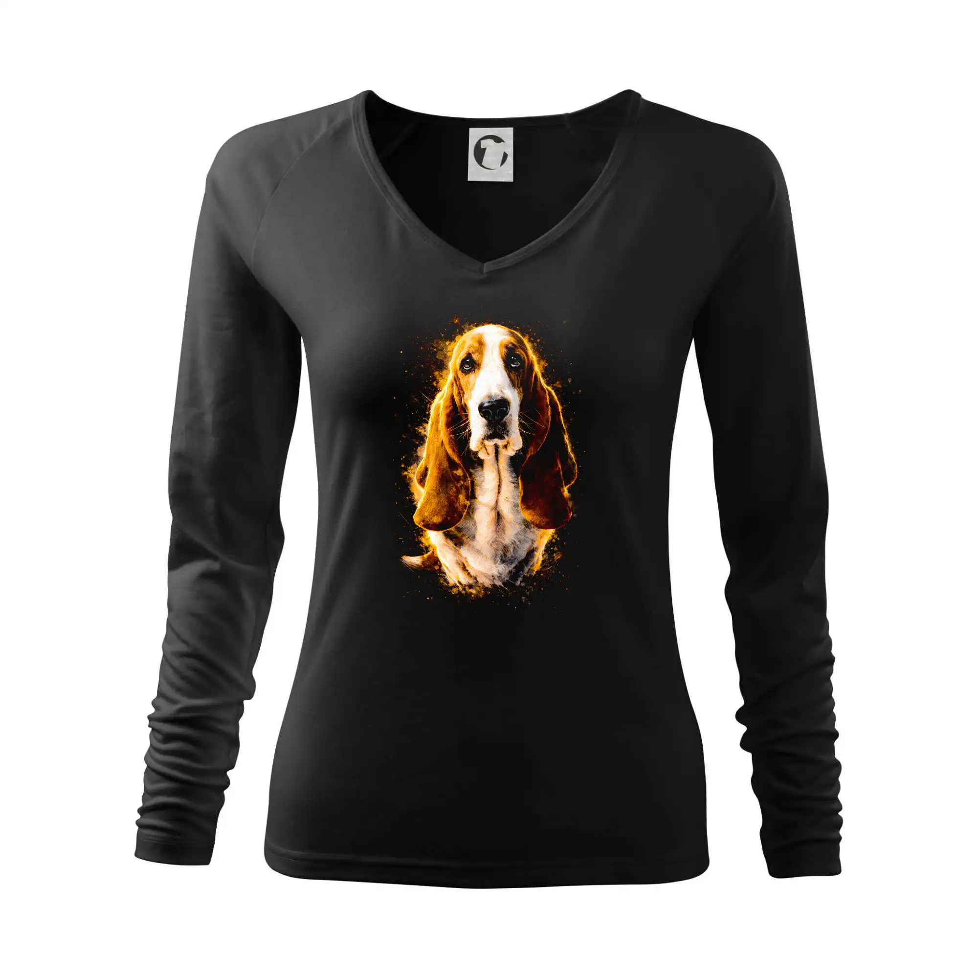 Baset na tričku - Obrázok poltón Basset sediaci - Tričko dámske Elegance