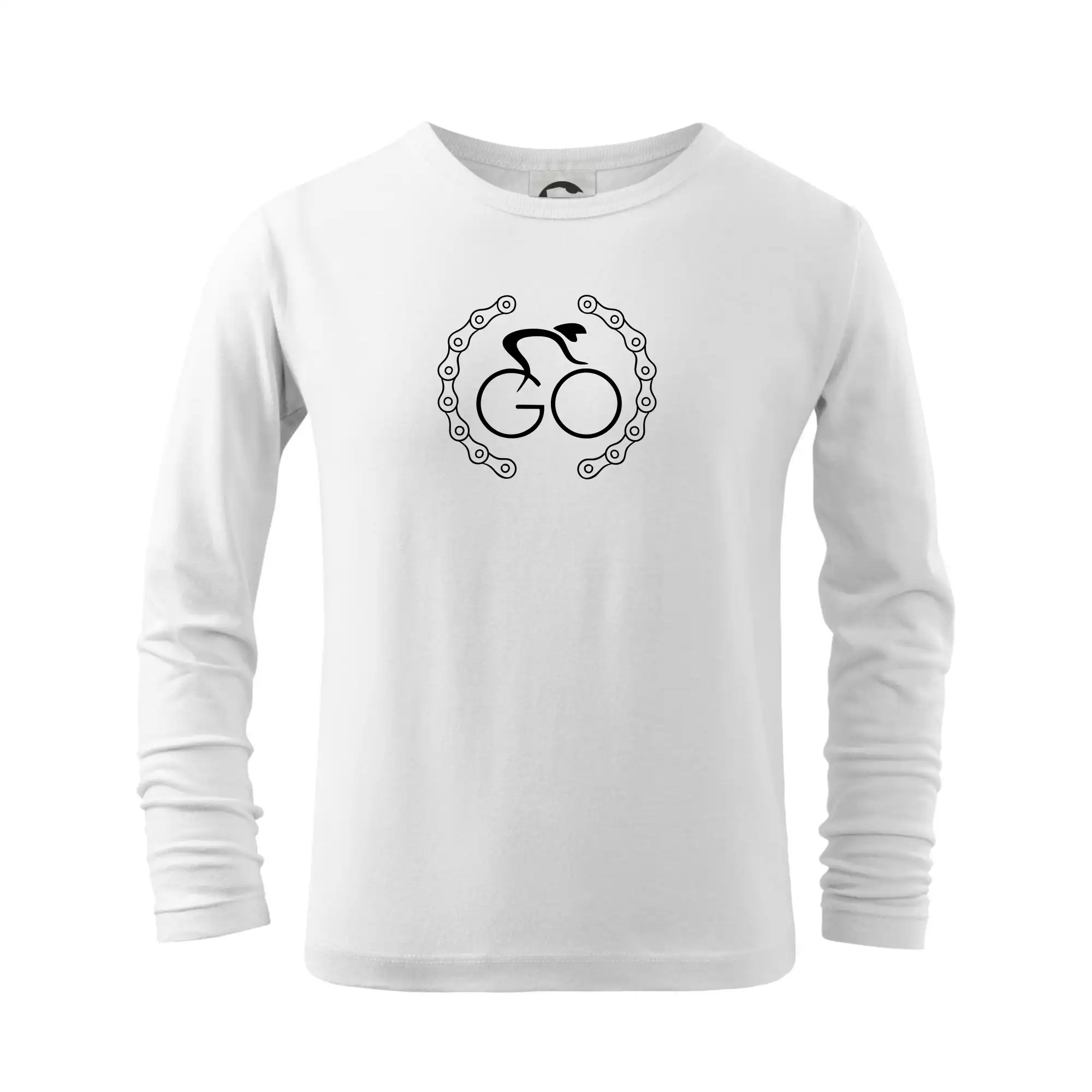 Tričko ako darček pre cyklistu - Logo cyklistu a reťaz - Tričko detské Long Sleeve