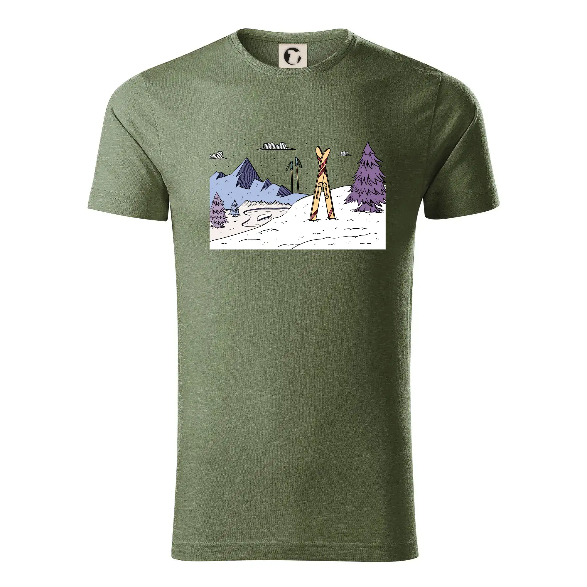 Lyže a Snowboard - Panoráma lyžovania - Tričko z organickej bavlny