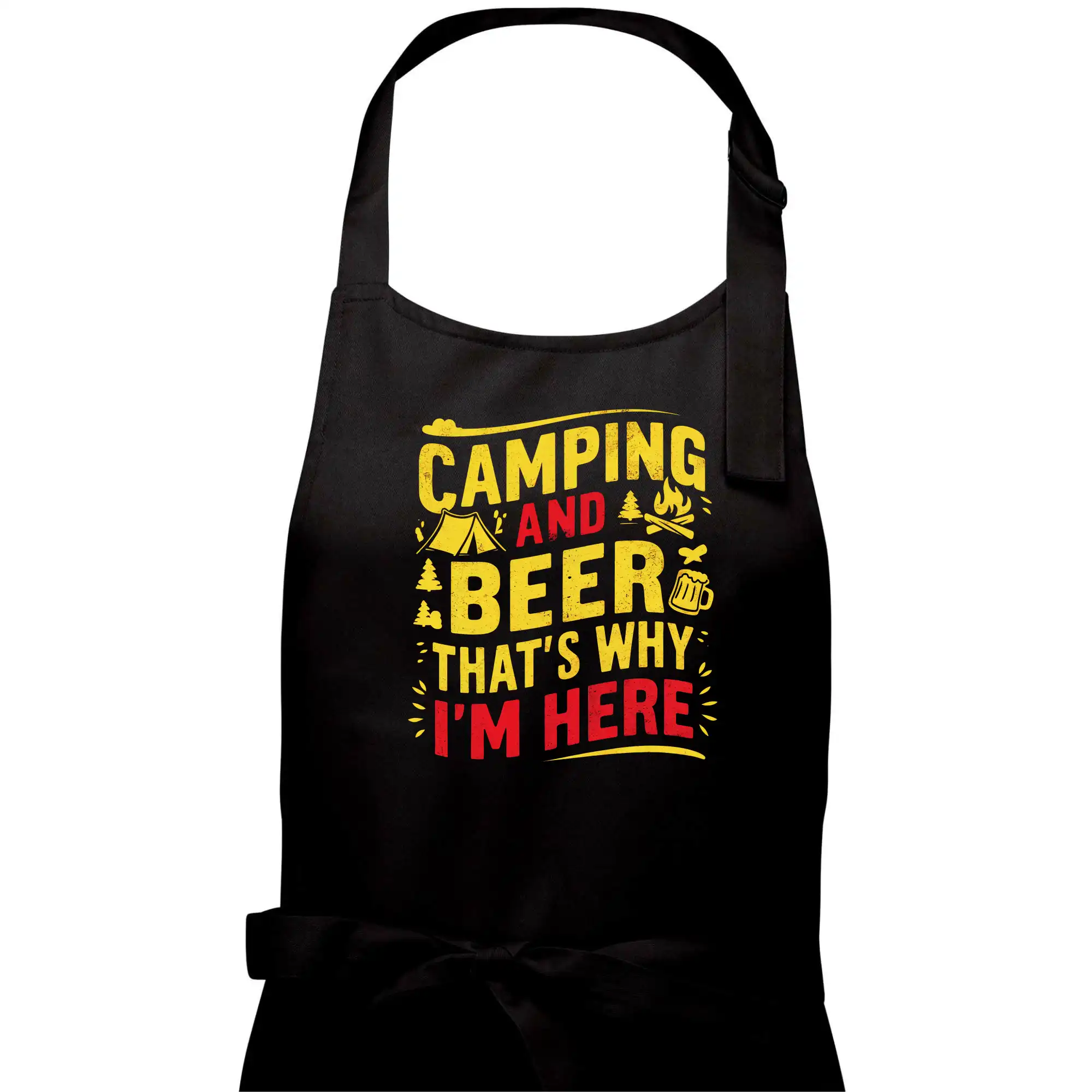 Vtipná tričká pre pivárov - Camping and beer - thats why iam here - Pánska zástera na varenie