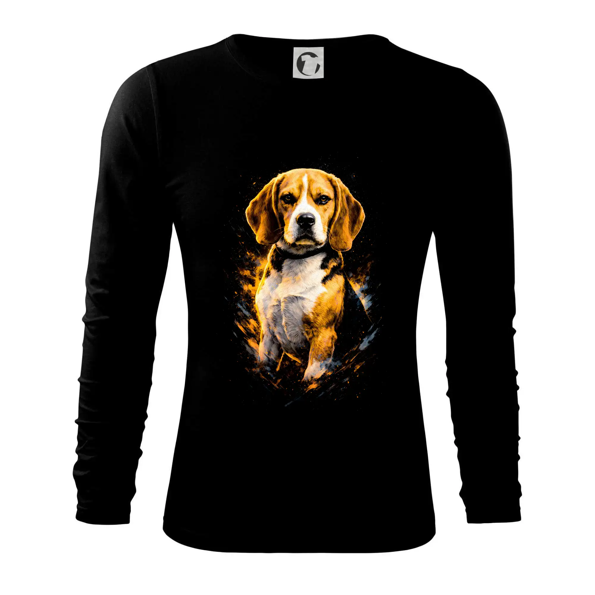 Bígl na tričku - Obrázok poltón bígl sediaci - Tričko s dlhým rukávom FIT-T long sleeve