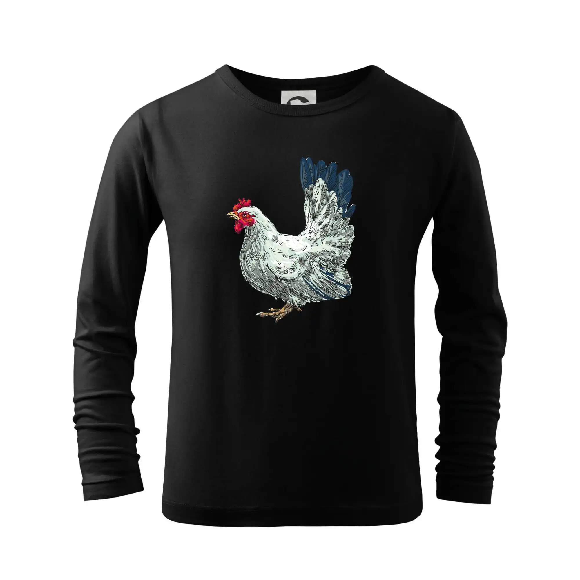 Tričká so zvieratami - Sliepka kreslená biela - Tričko detské Long Sleeve