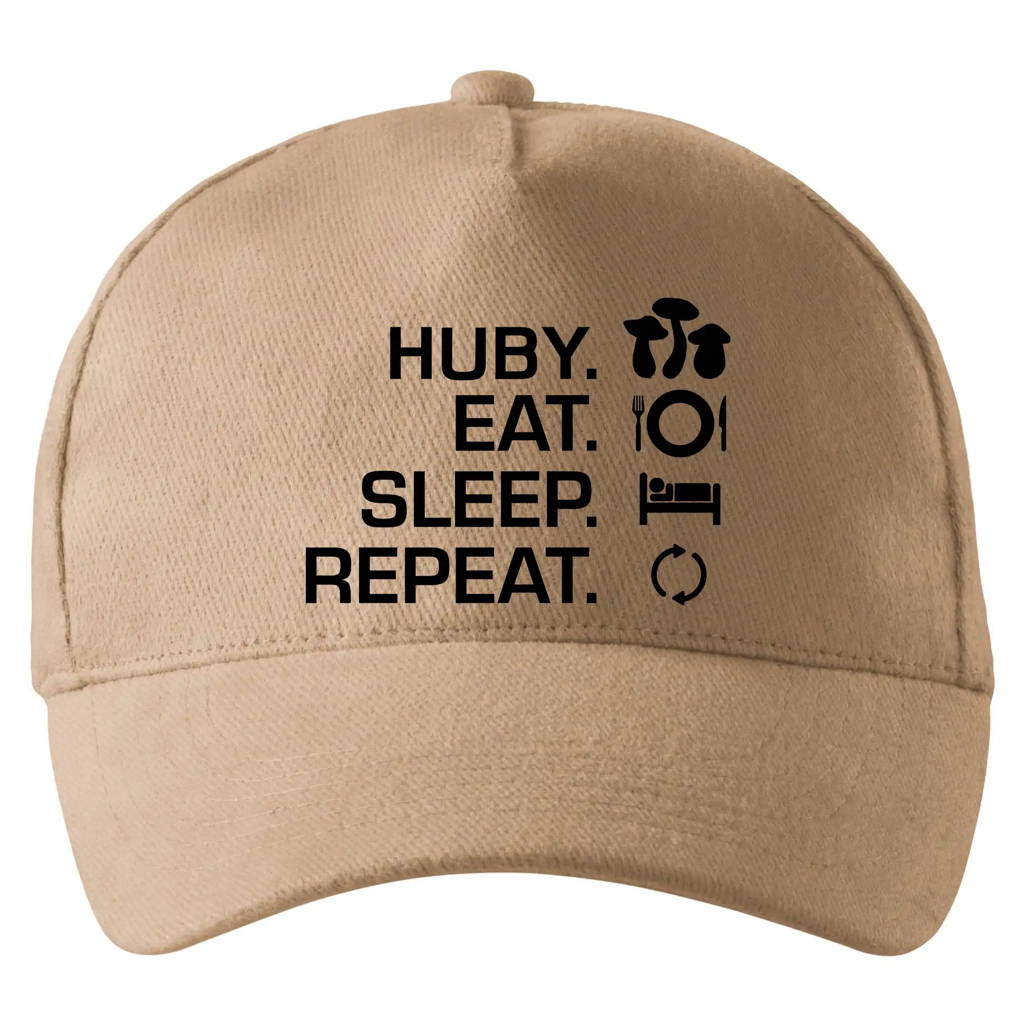 Tričká na chalupu - Huby Eat Sleep Repeat - Šiltovka so zahnutým šiltom a mosaznou sponou