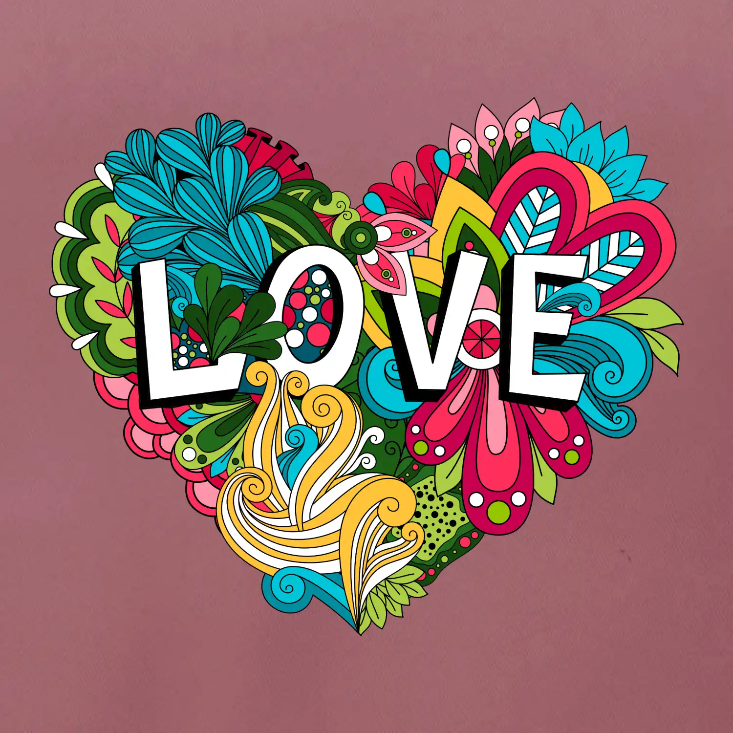 Love nápis květovaný