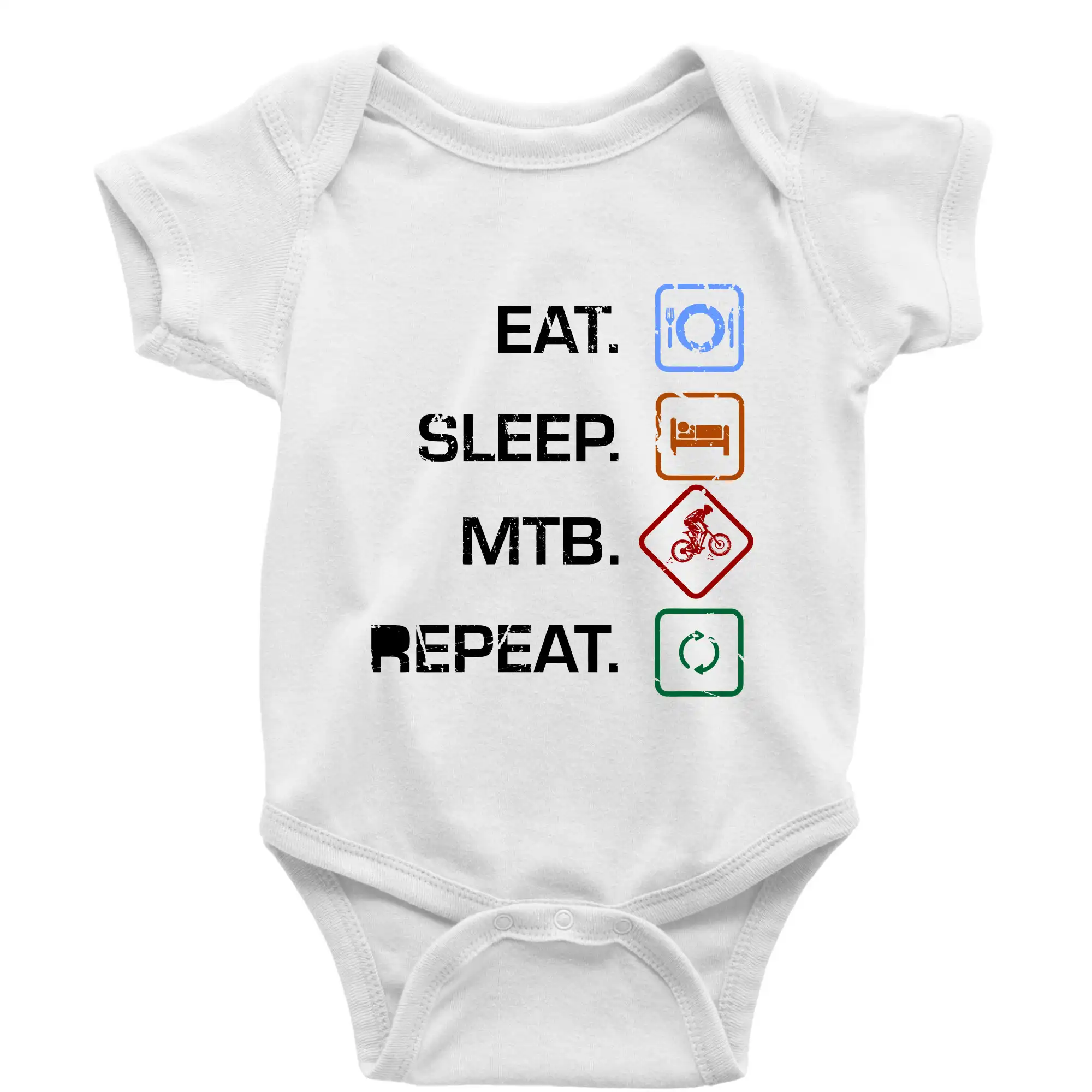 Tričko ako darček pre cyklistu - Eat sleep MTB repeat - Body dojčenské s krátkym rukávom