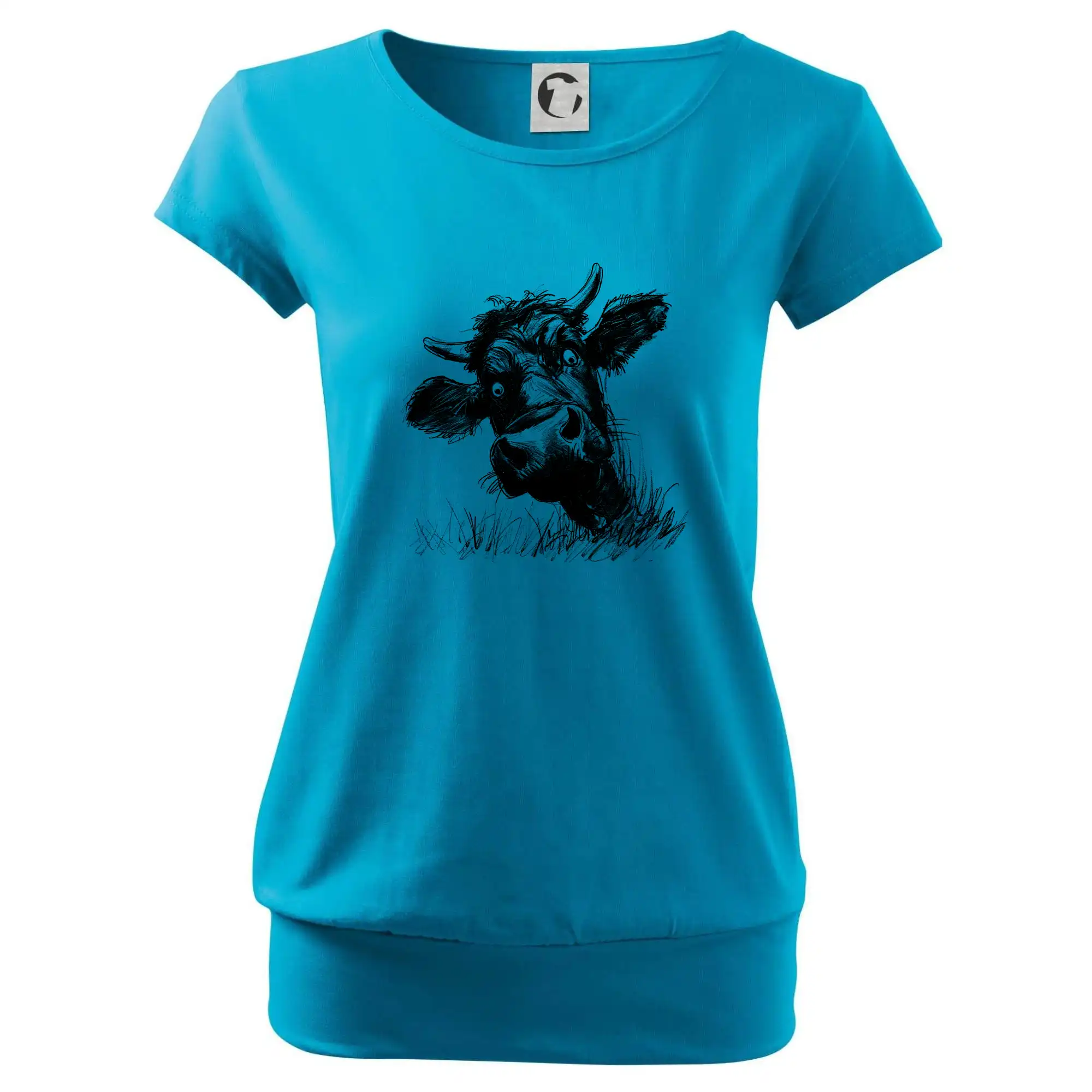 Černobílá karikatura černá kráva hlava