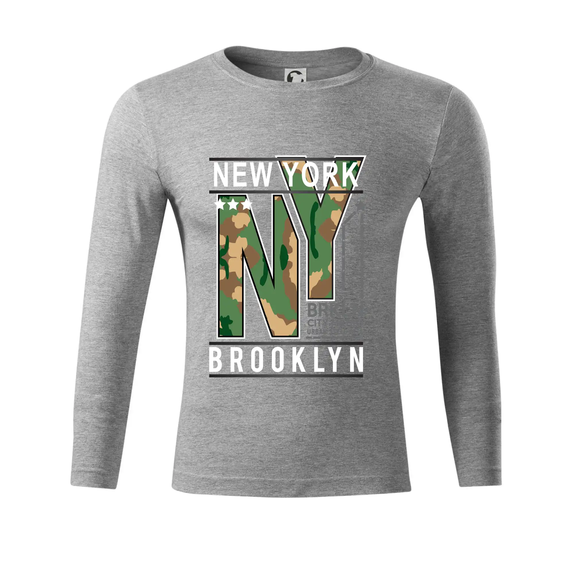 Tričká USA - New York Brooklyn - maskáč - Tričko Progress s dlhým rukávom