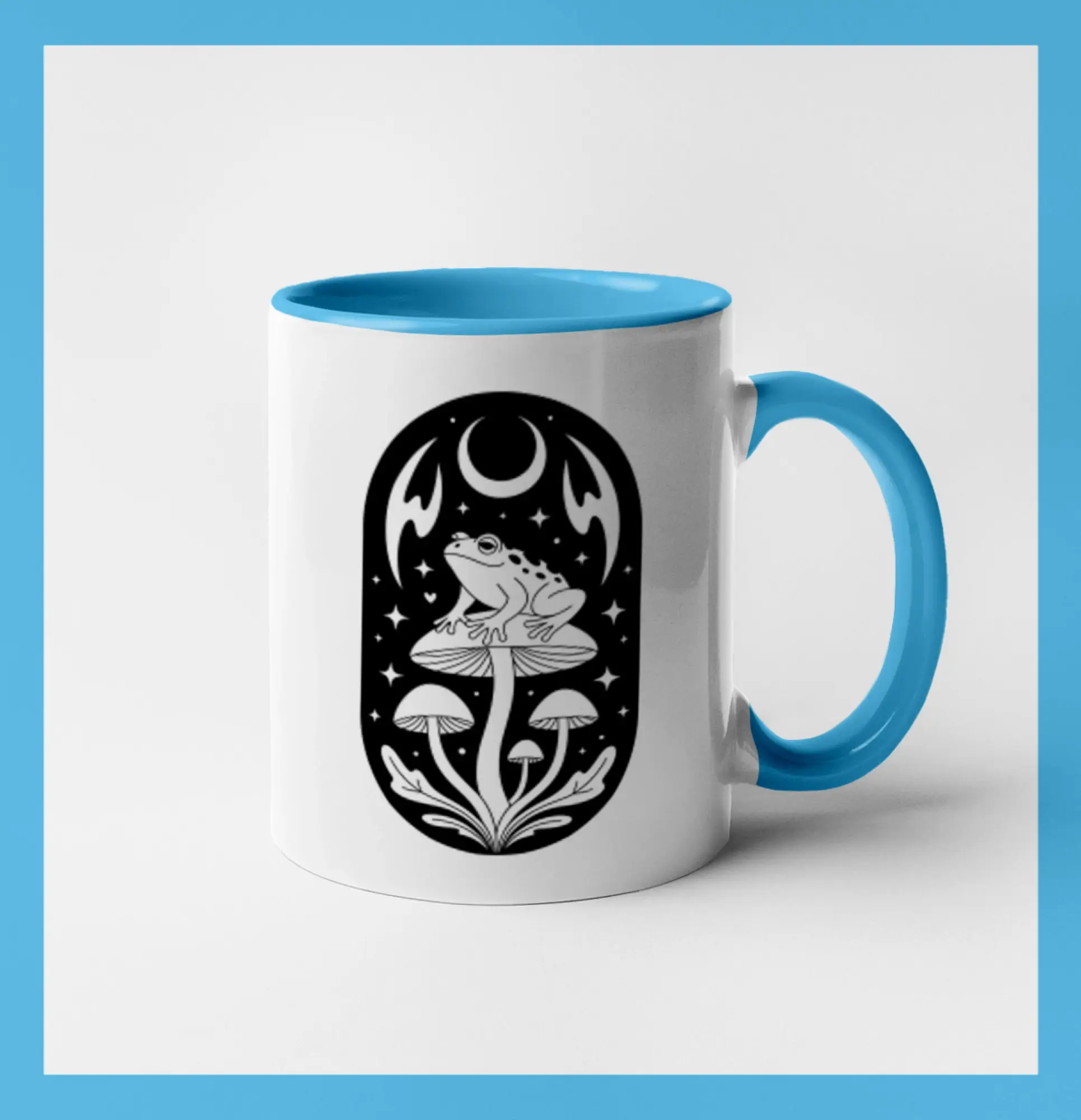 Goblincore čiernobiela oválna žaba