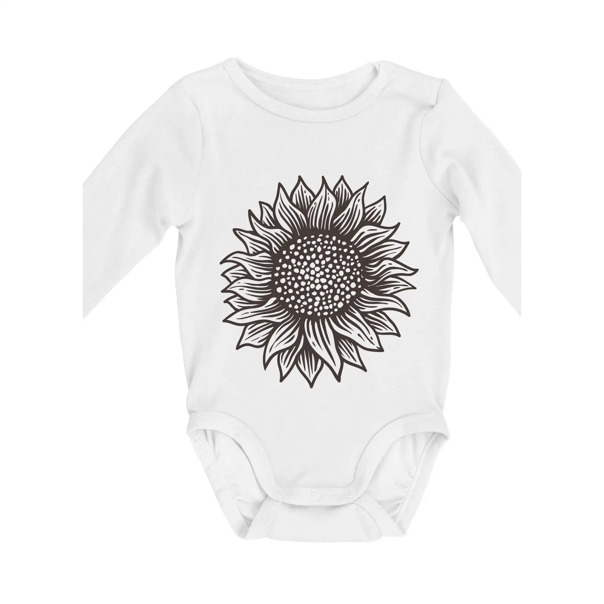 Slunečnice kreslená černobílá