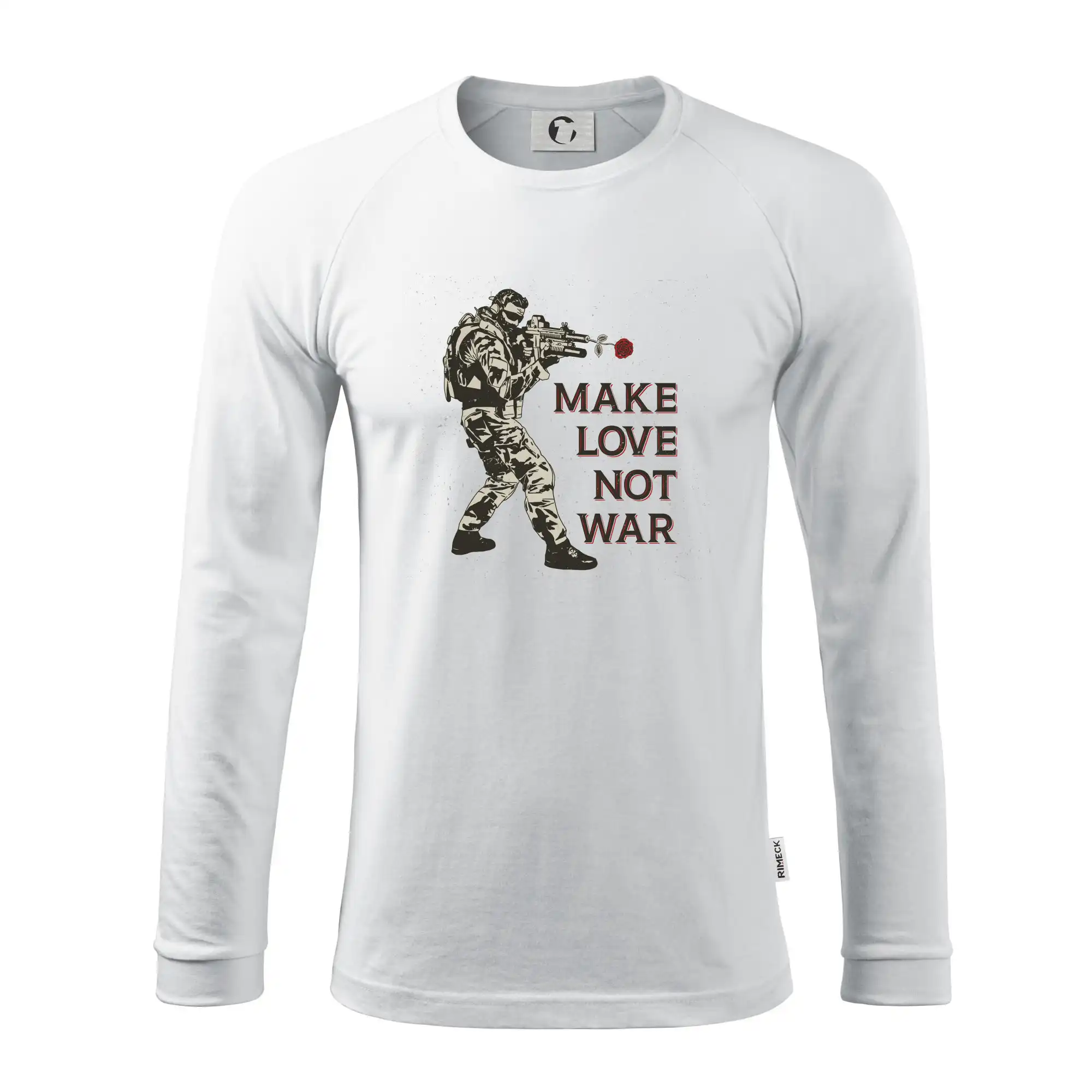 Tričká s vlajkou ukrajiny - Ruže v zbrani, make love not war - Pánske tričko s dlhým rukávom LS130