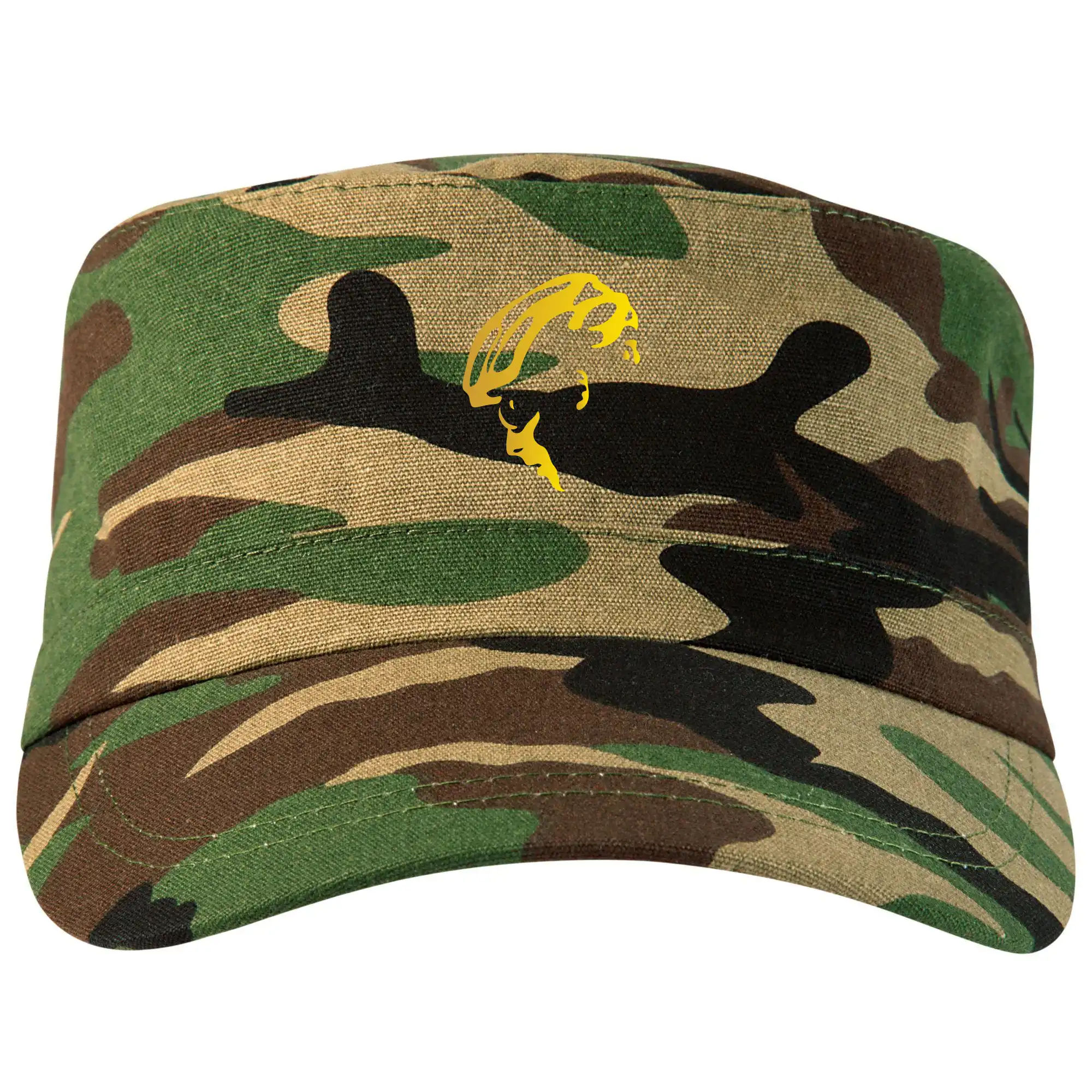 Tričko ako darček pre cyklistu - Hlava cyklista zlatá - Šiltovka CAMO