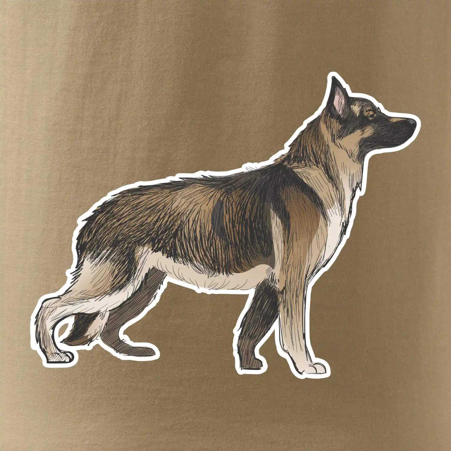 Německý ovčák - hnědý kreslený