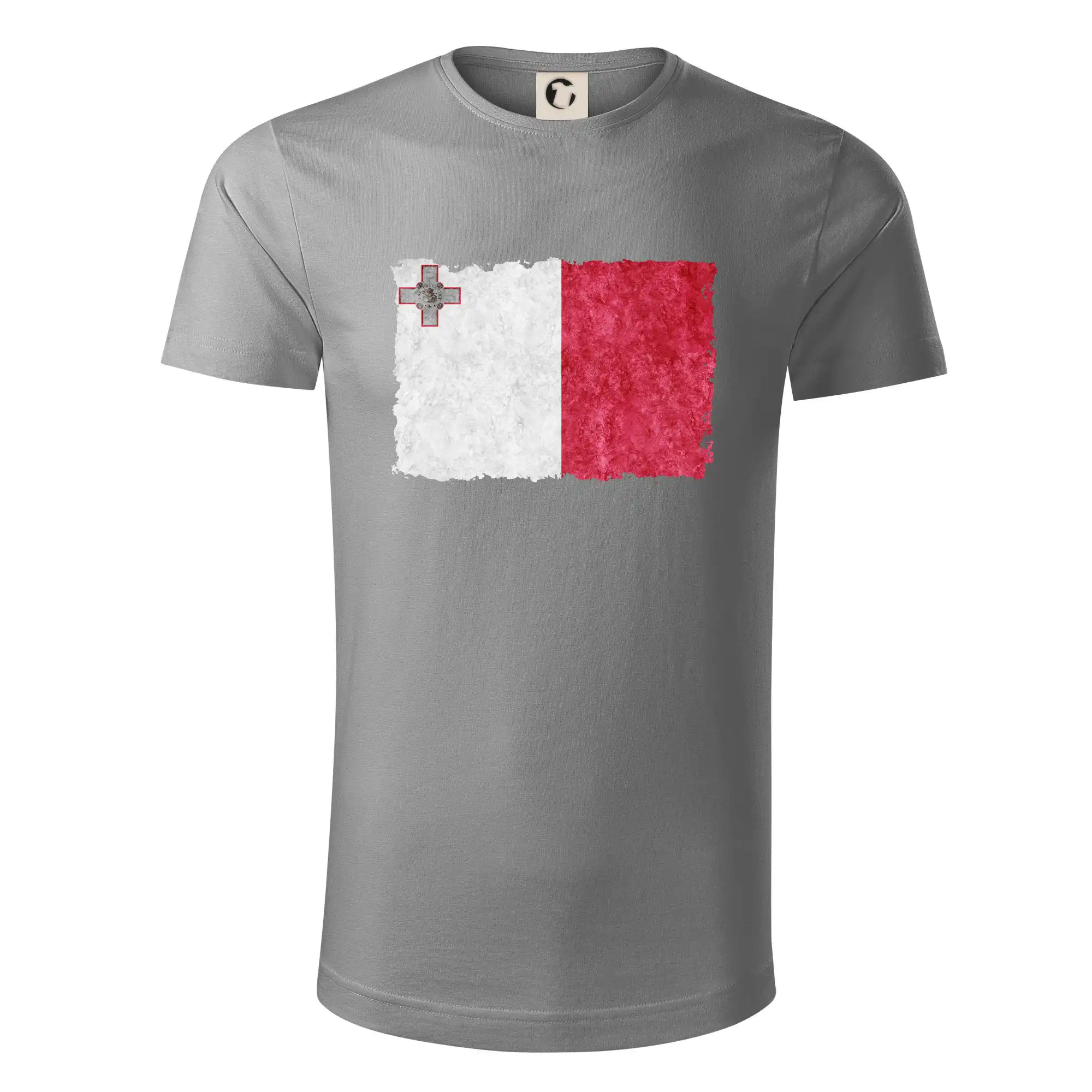 Motívy štátnych vlajok - Vlajka Malta ohrýzaná - Tričko z organickej bavlny