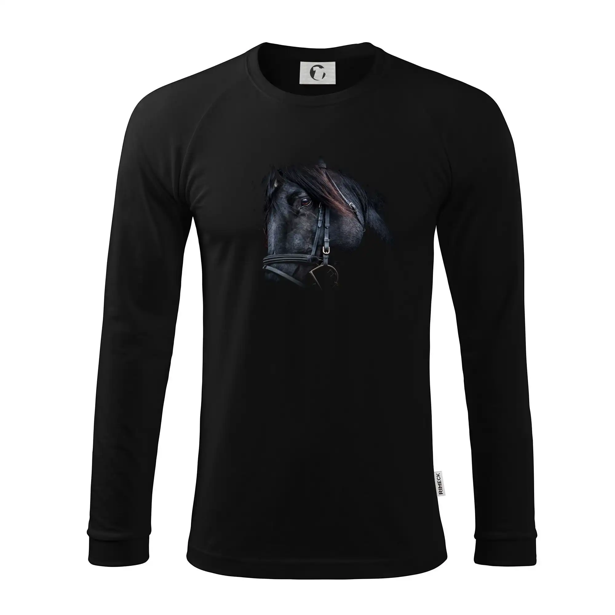 Tričká s koňmi - Kôň black - Pánske tričko s dlhým rukávom LS130