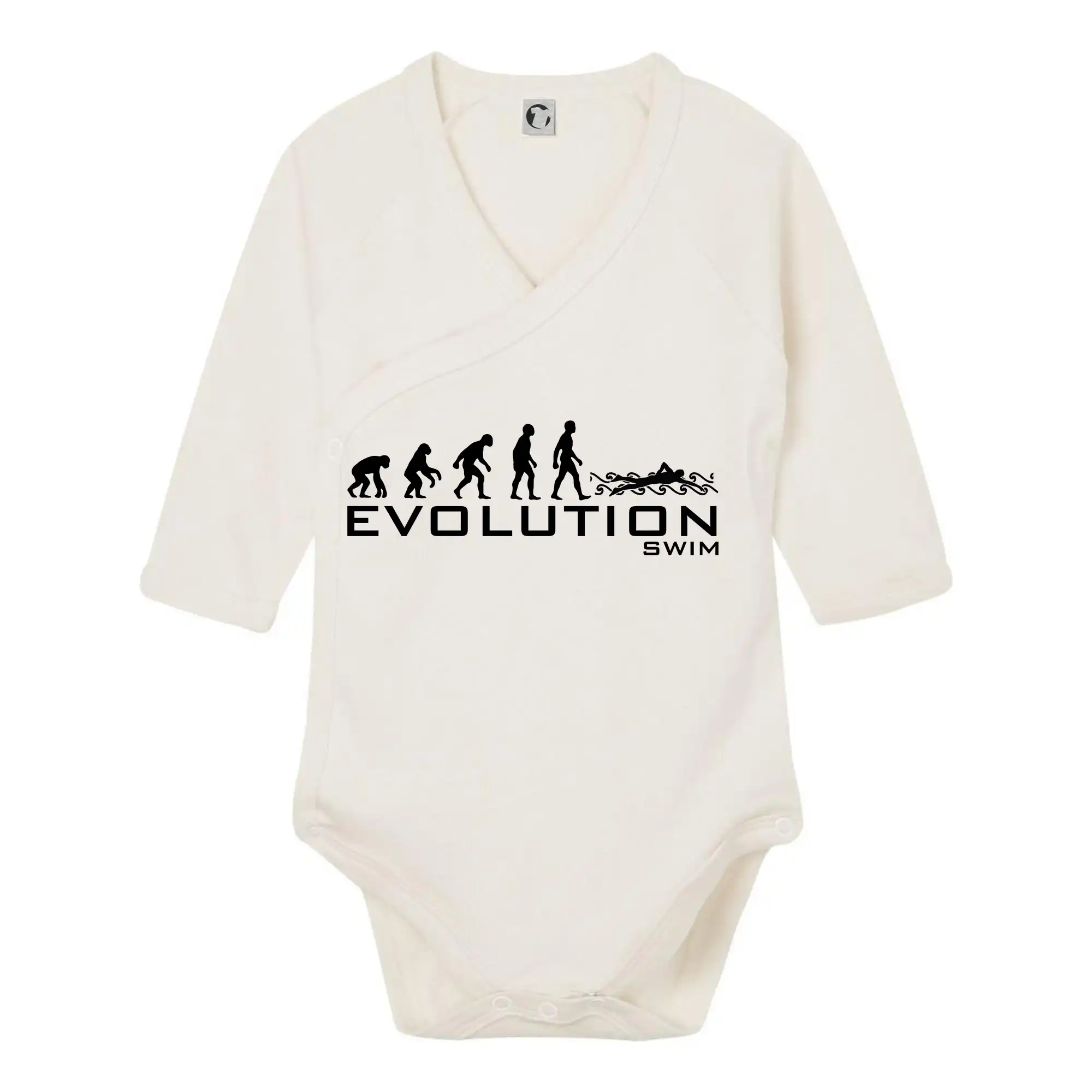 Tričká s potlačou evolúcia - Evolúcia Swim - Body zavinovacie s dlhým rukávom