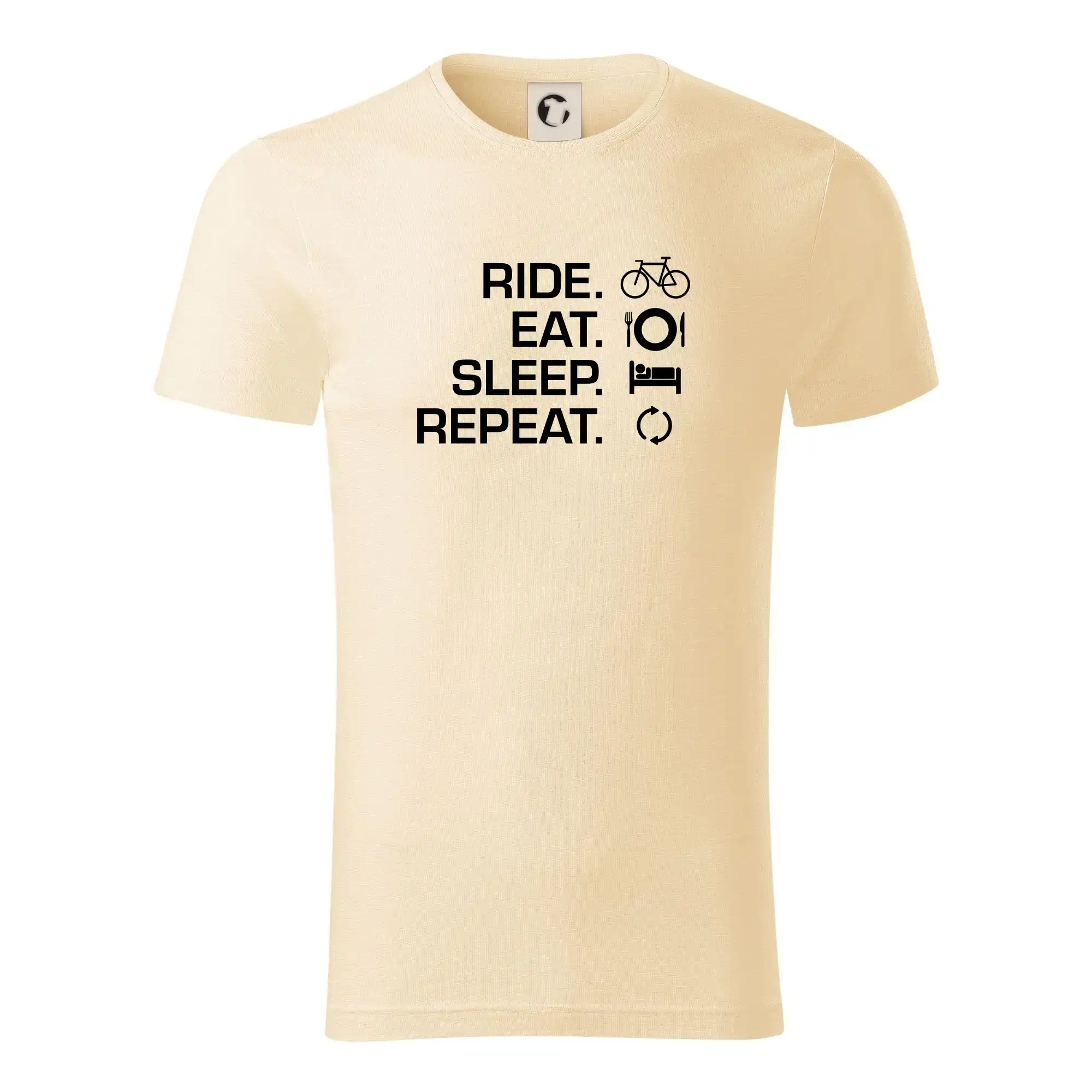 Tričko ako darček pre cyklistu - Ride Eat Sleep Repeat bicykel - Tričko z organickej bavlny