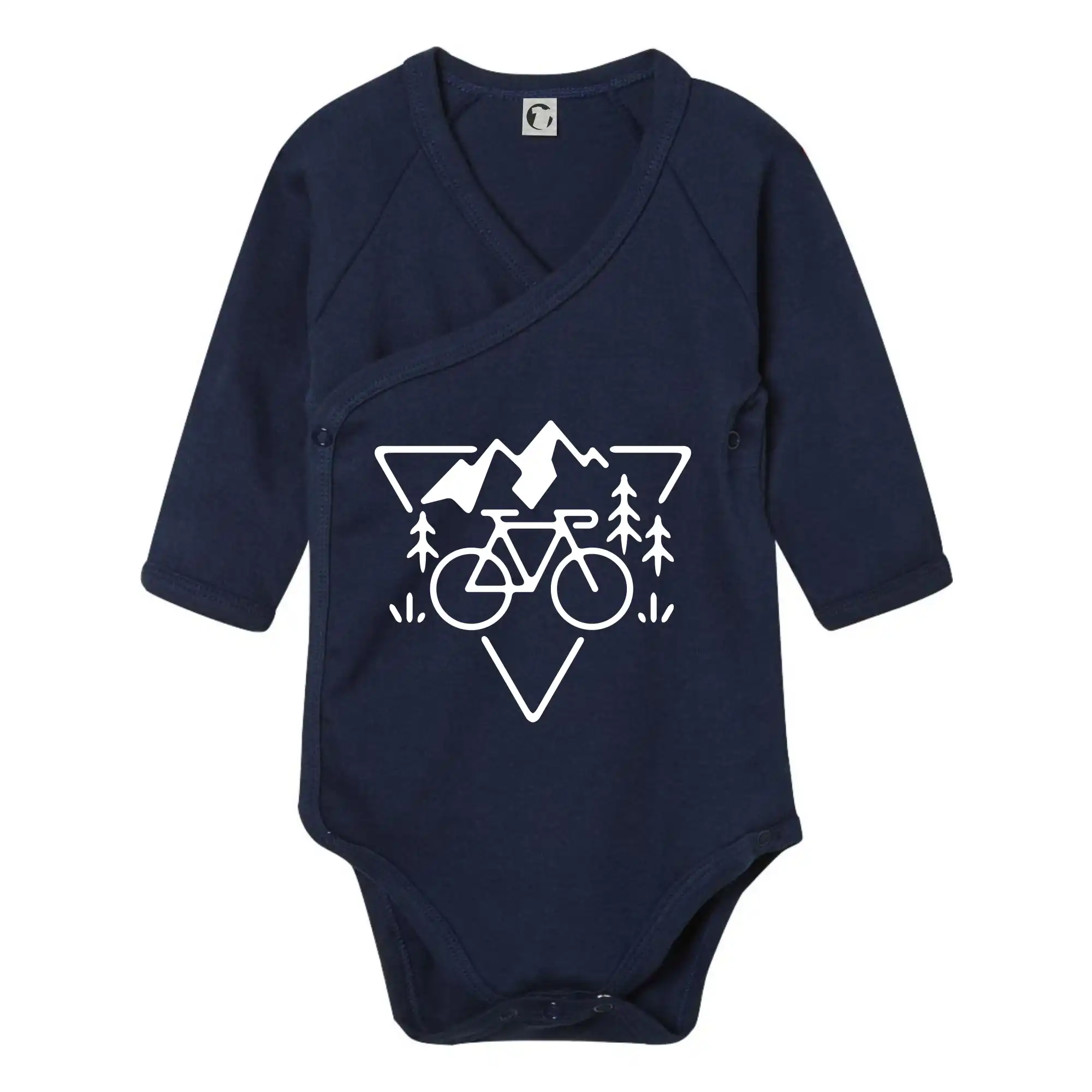 Tričko ako darček pre cyklistu - Cyklo trojuholník - Body zavinovacie s dlhým rukávom