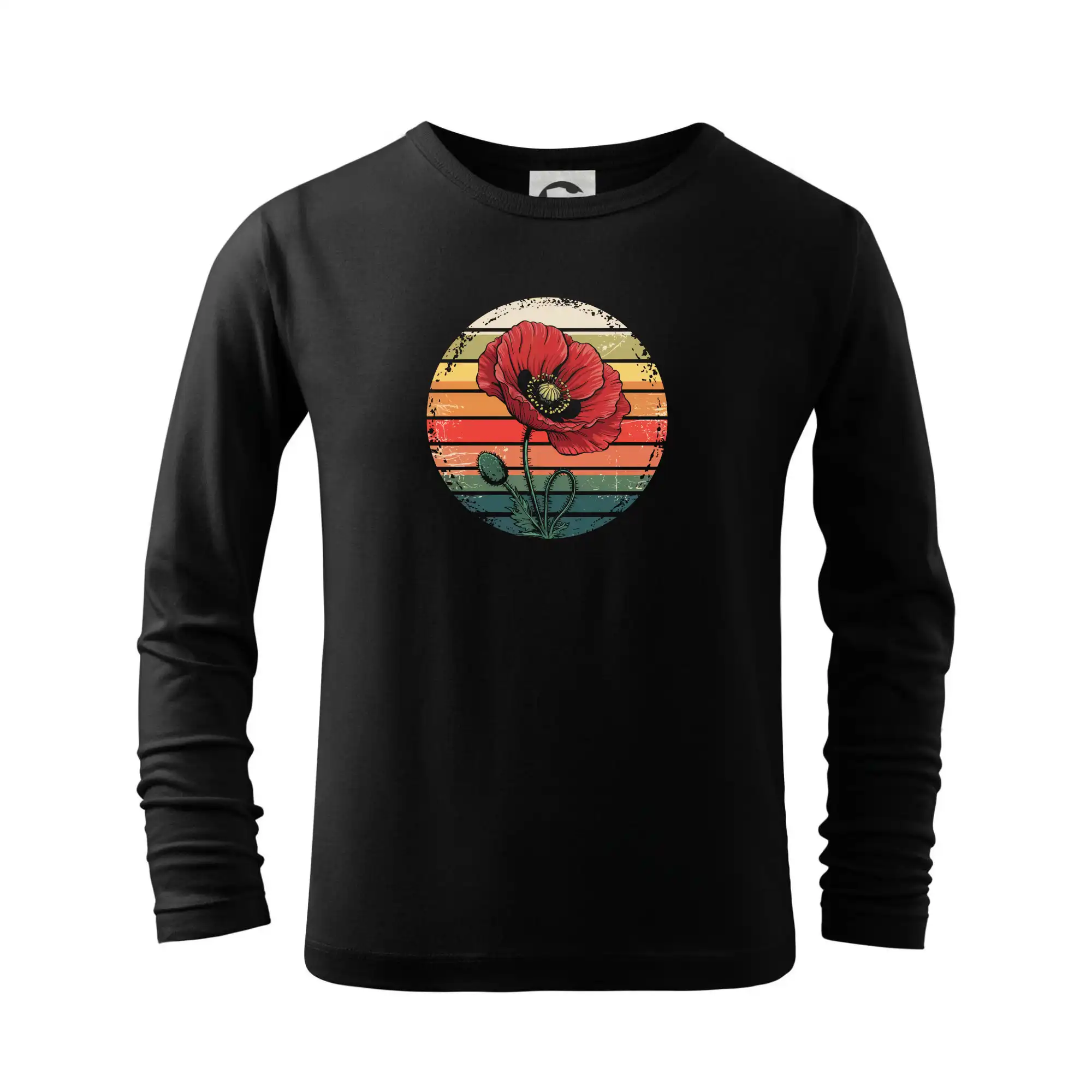 Tričká s kvetinami - Vlčí mak vintage kruh - Tričko detské Long Sleeve