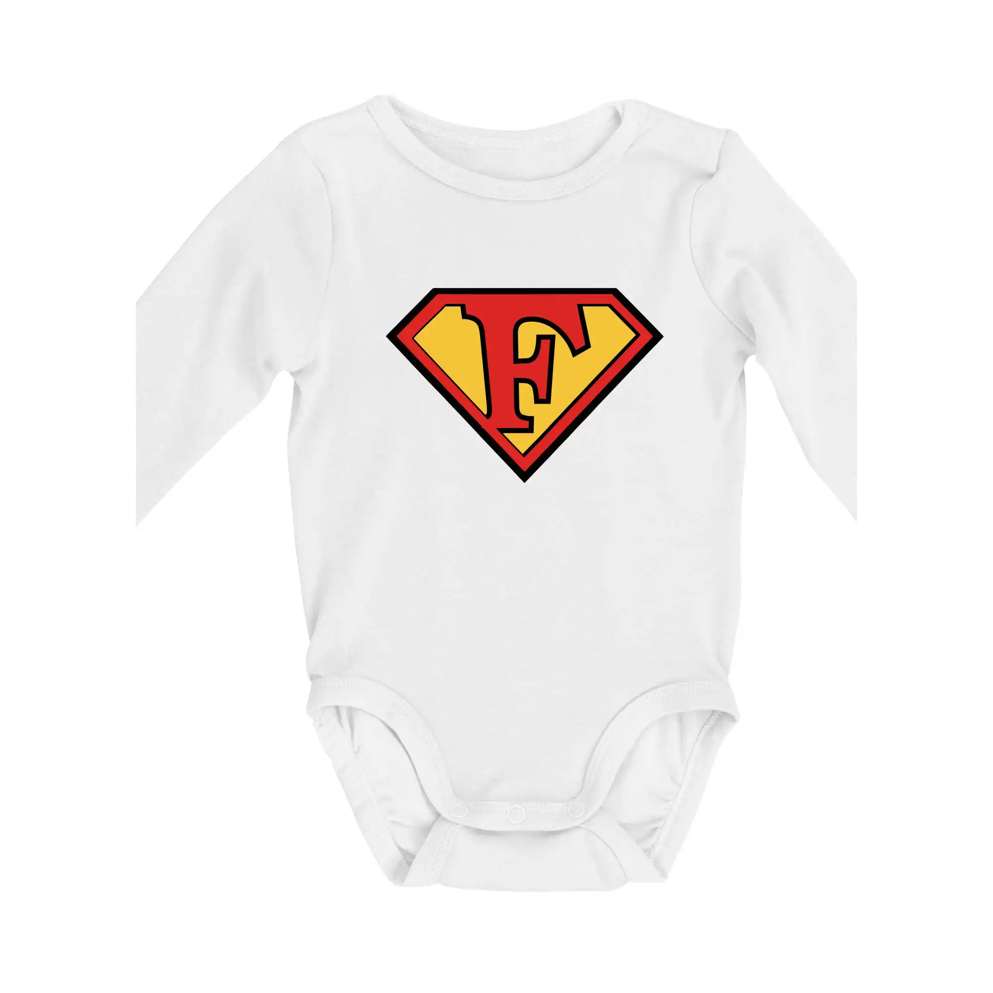 Superman písmeno - Body dojčenské s dlhým rukávom