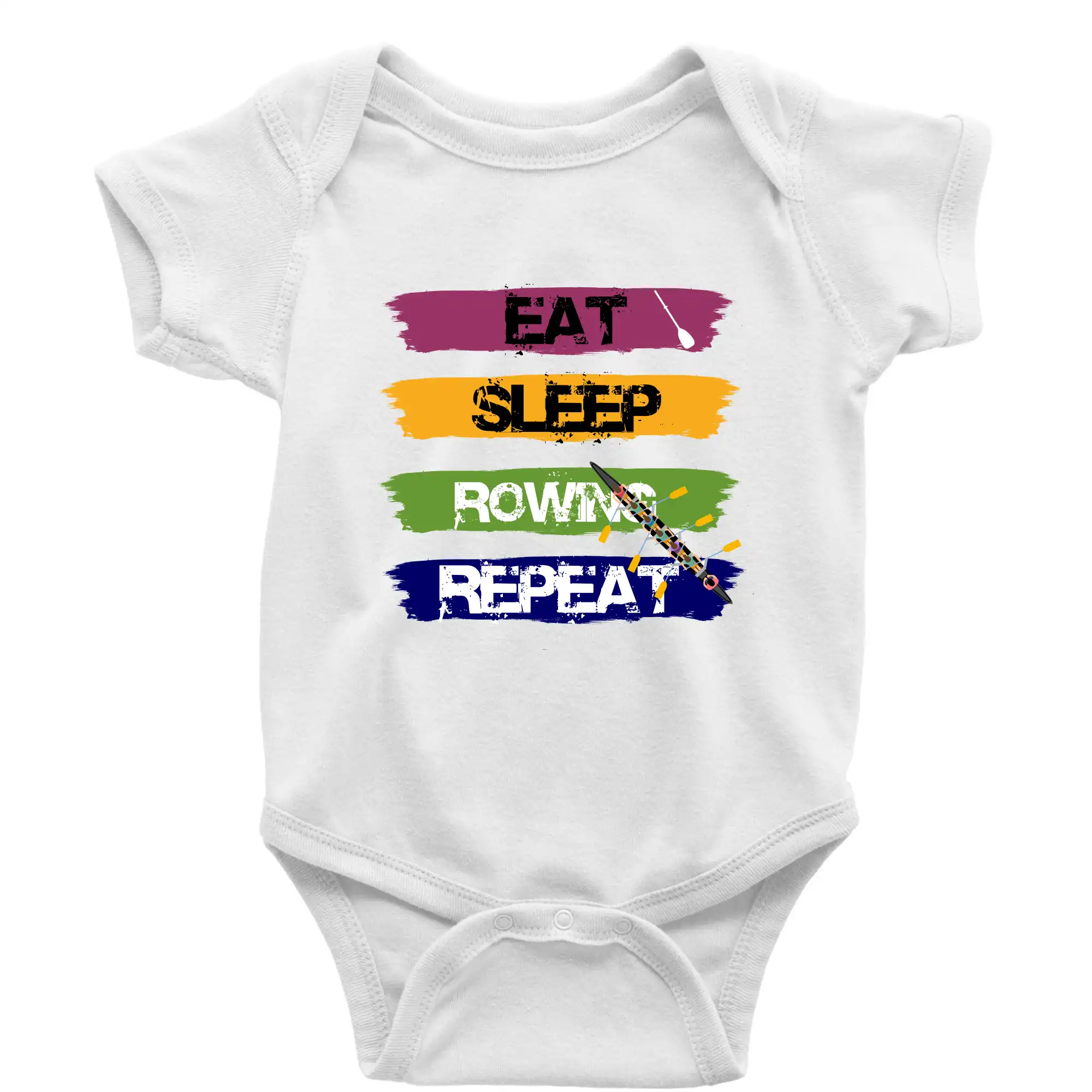 Vodácke tričká - Eat sleep rowing repeat farebné - Body dojčenské s krátkym rukávom