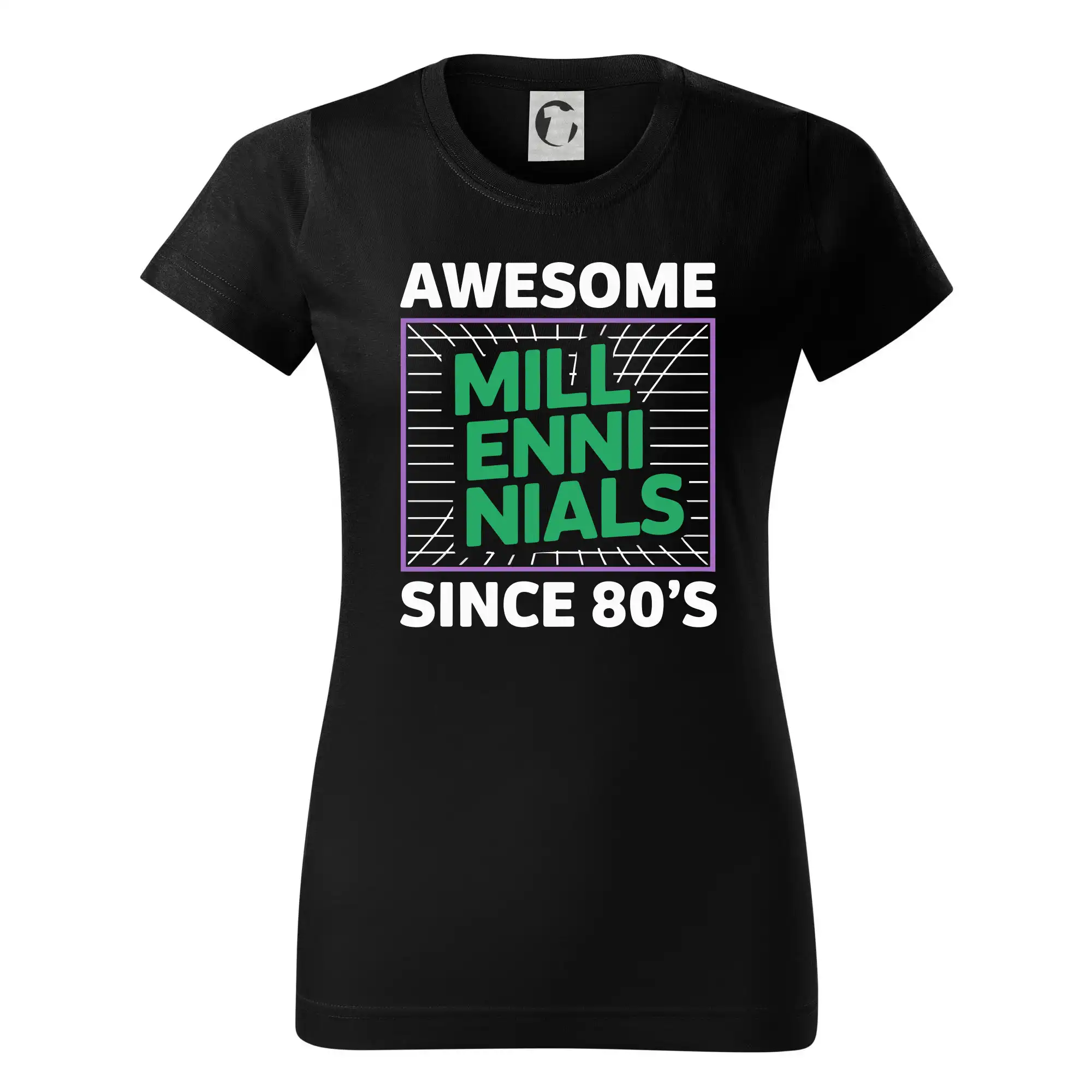 Tričká s motívmi ktoré frčia na internete - Generace Y - Zelený Awesome Millennials Since 80's - Dámske tričko basic - ľahko voľnejšie a dlhšie