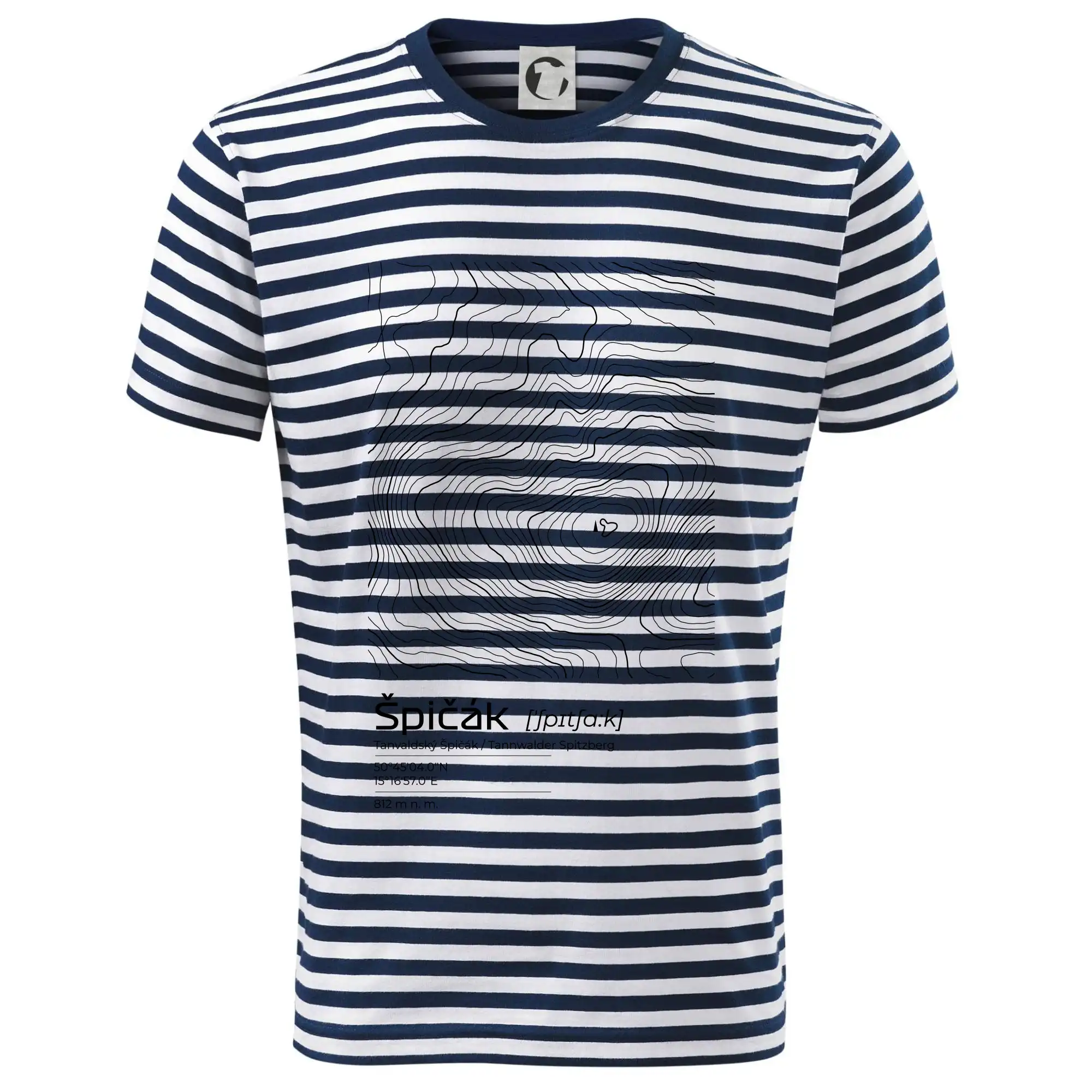 Tričká s vrstevnicami – originálne horské motívy - Špičák - vrstevnice v obdĺžniku - Dětské triko na vodu