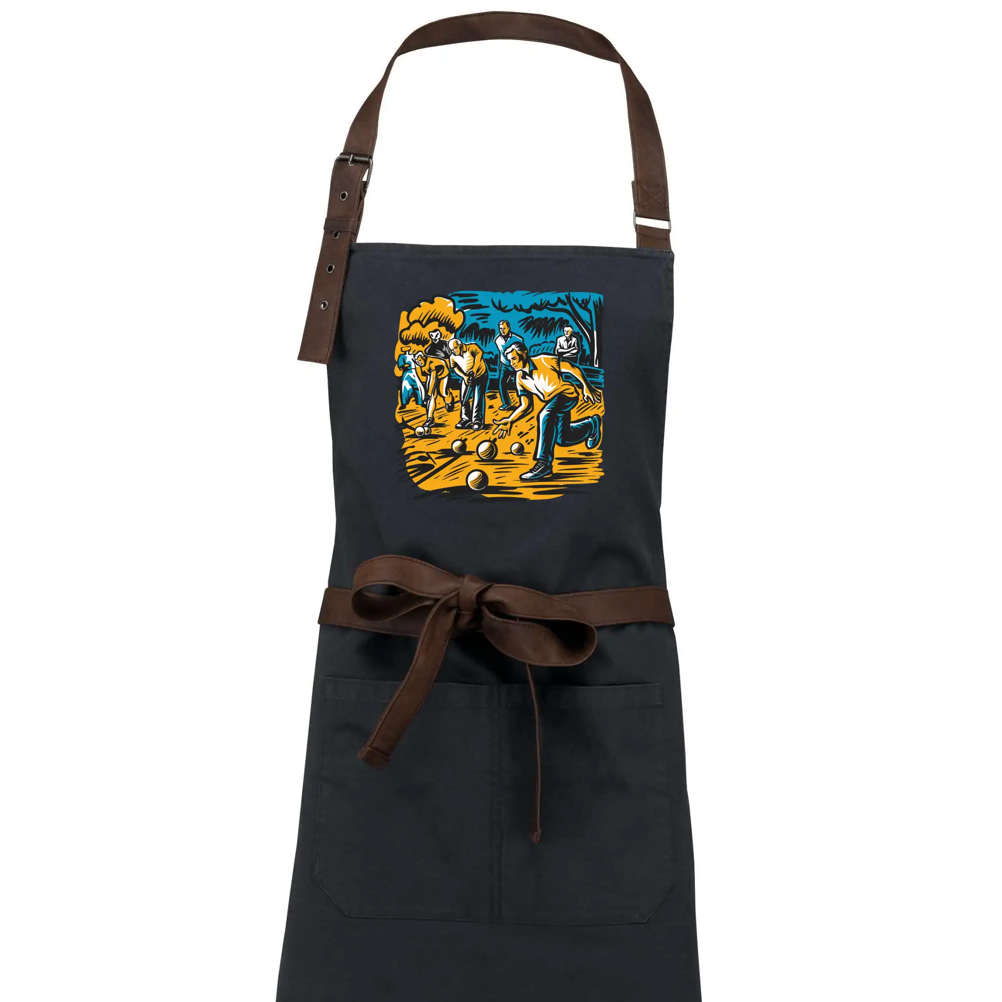 Ostatné športy - Petanque hra - modro oranžová - Zástera Vintage