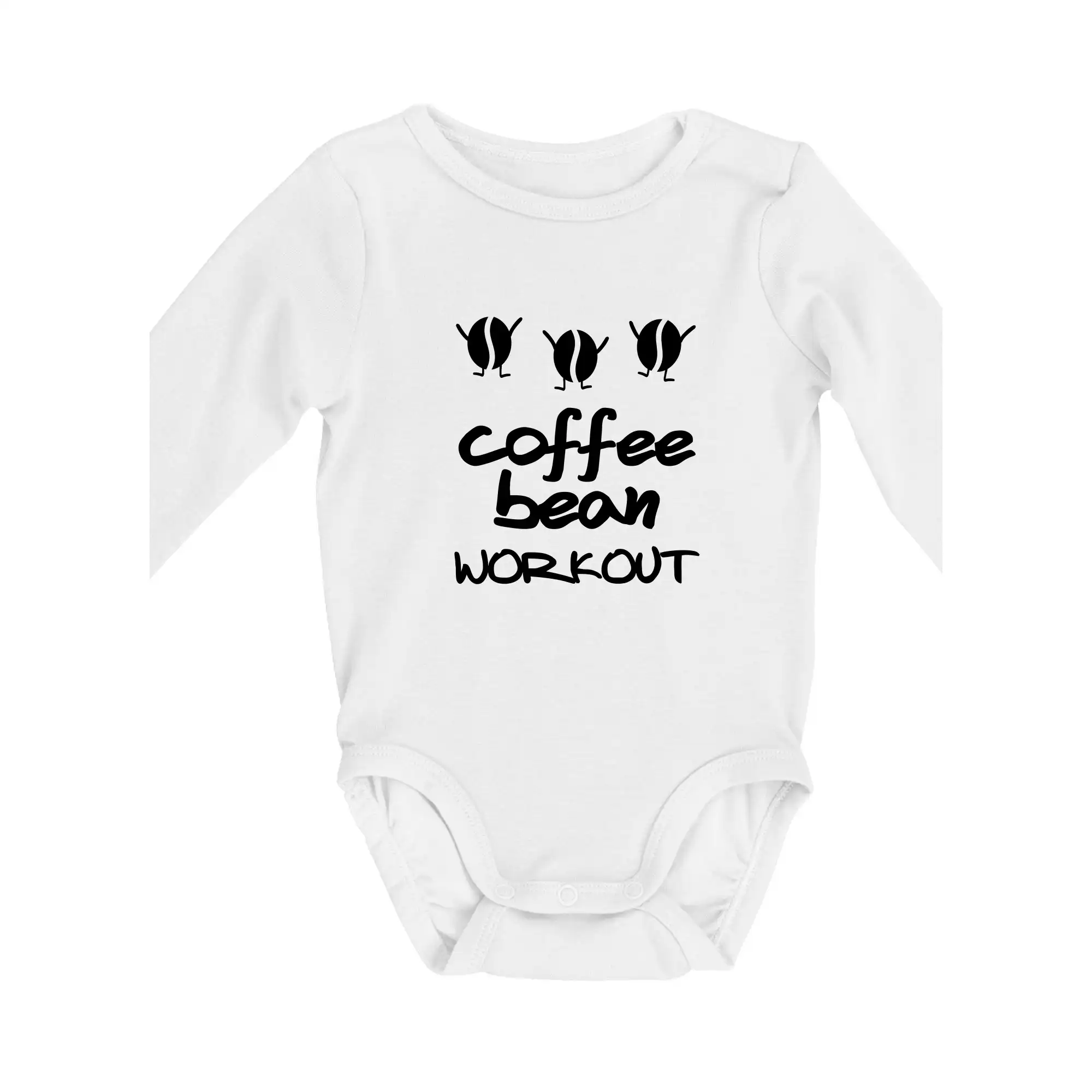 Motívy pre baristu a milovníkov kávy - Coffee bean workout - Body dojčenské s dlhým rukávom