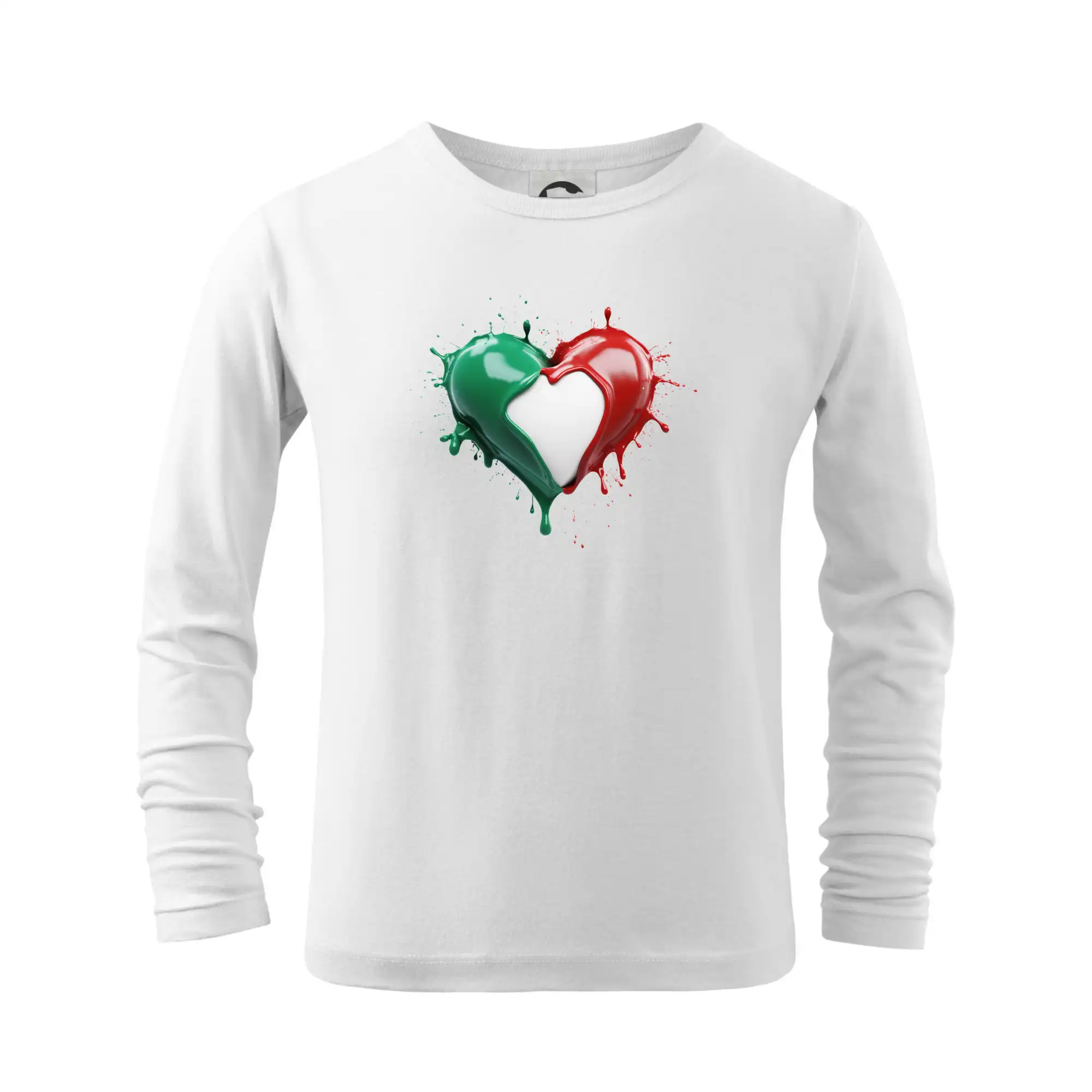 Motívy štátnych vlajok - Srdce rozprsknuté - Talianske farby - Tričko detské Long Sleeve