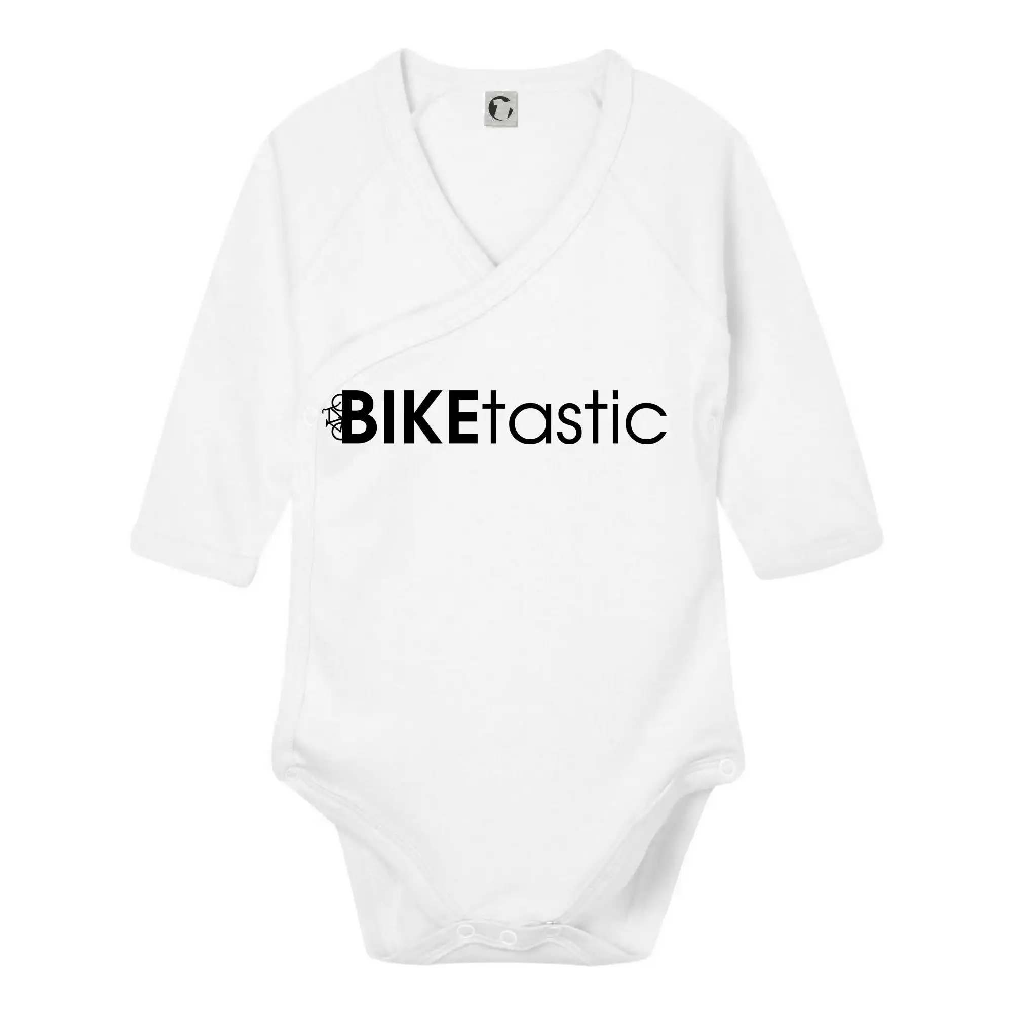 Tričko ako darček pre cyklistu - Bike nápisy Biketastic - Body zavinovacie s dlhým rukávom
