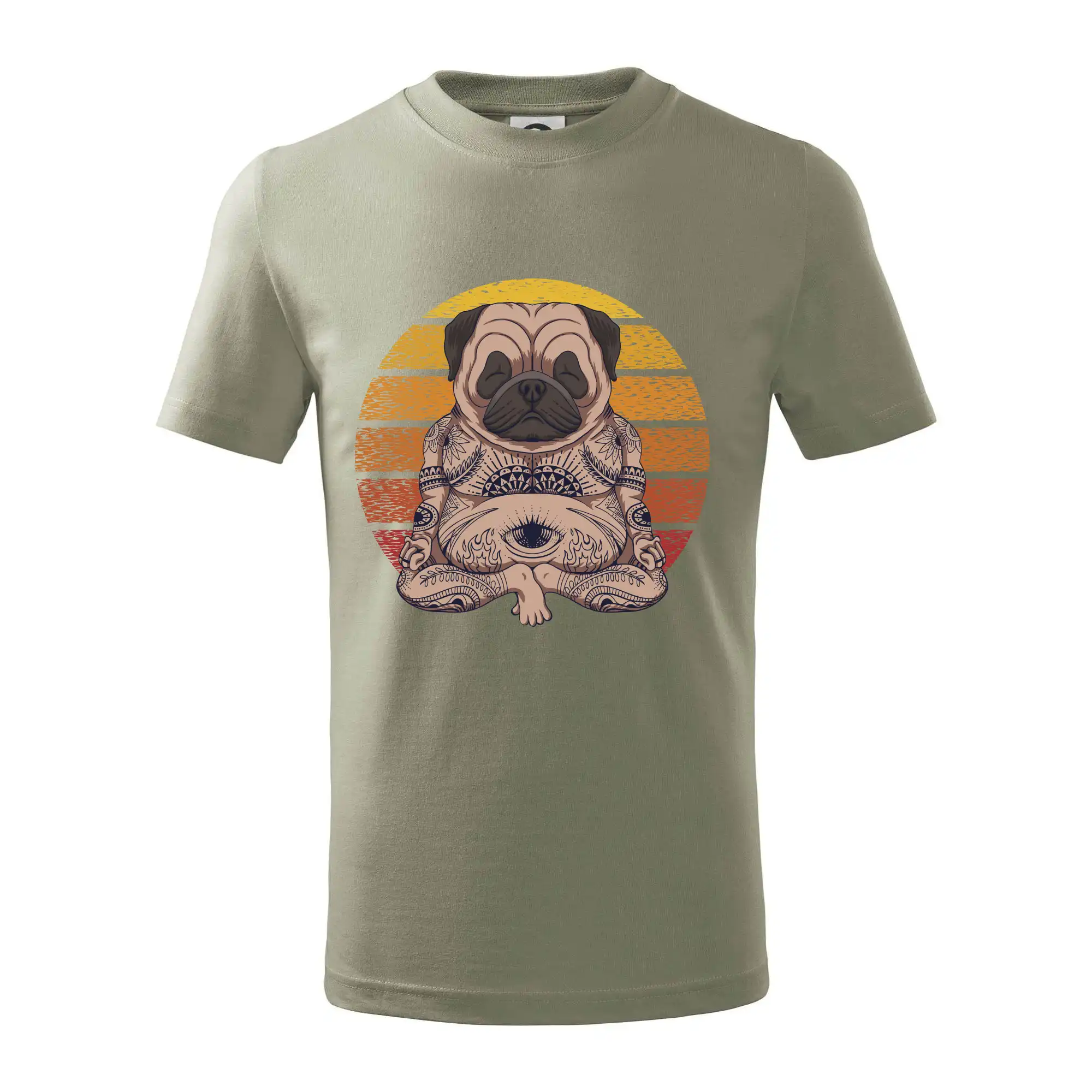 Tričká na jógu - Yoga meditace - pug - Tričko detské bavlnené
