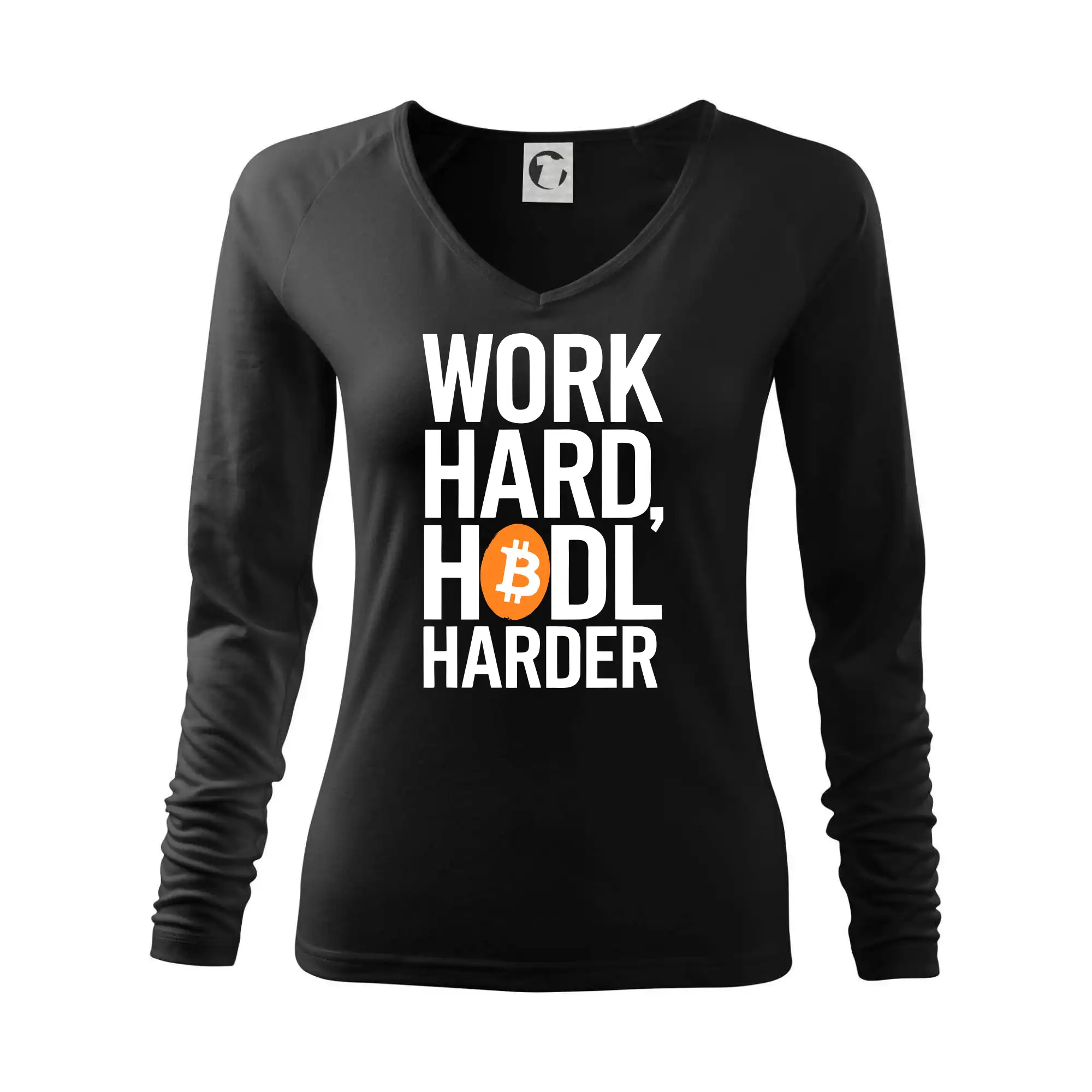 Velký nápis Work Hard, HODL Harder - Tričko dámske Elegance