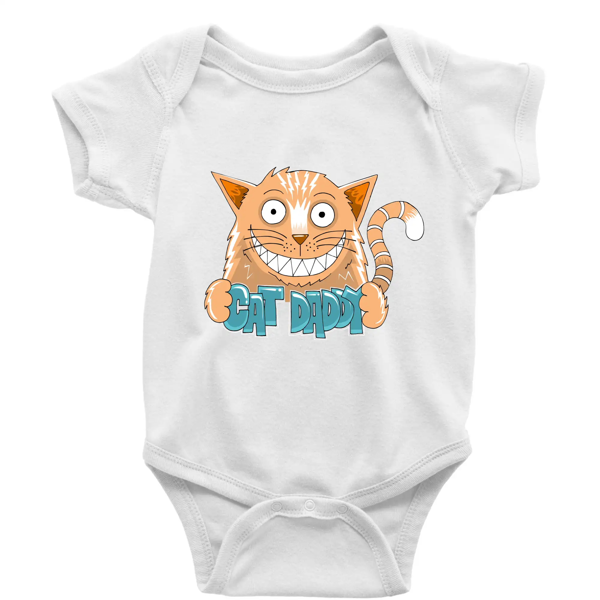Vtipná tričká s mačkou - Cat daddy s vycenenými zubami (Pecka design) - Body dojčenské s krátkym rukávom