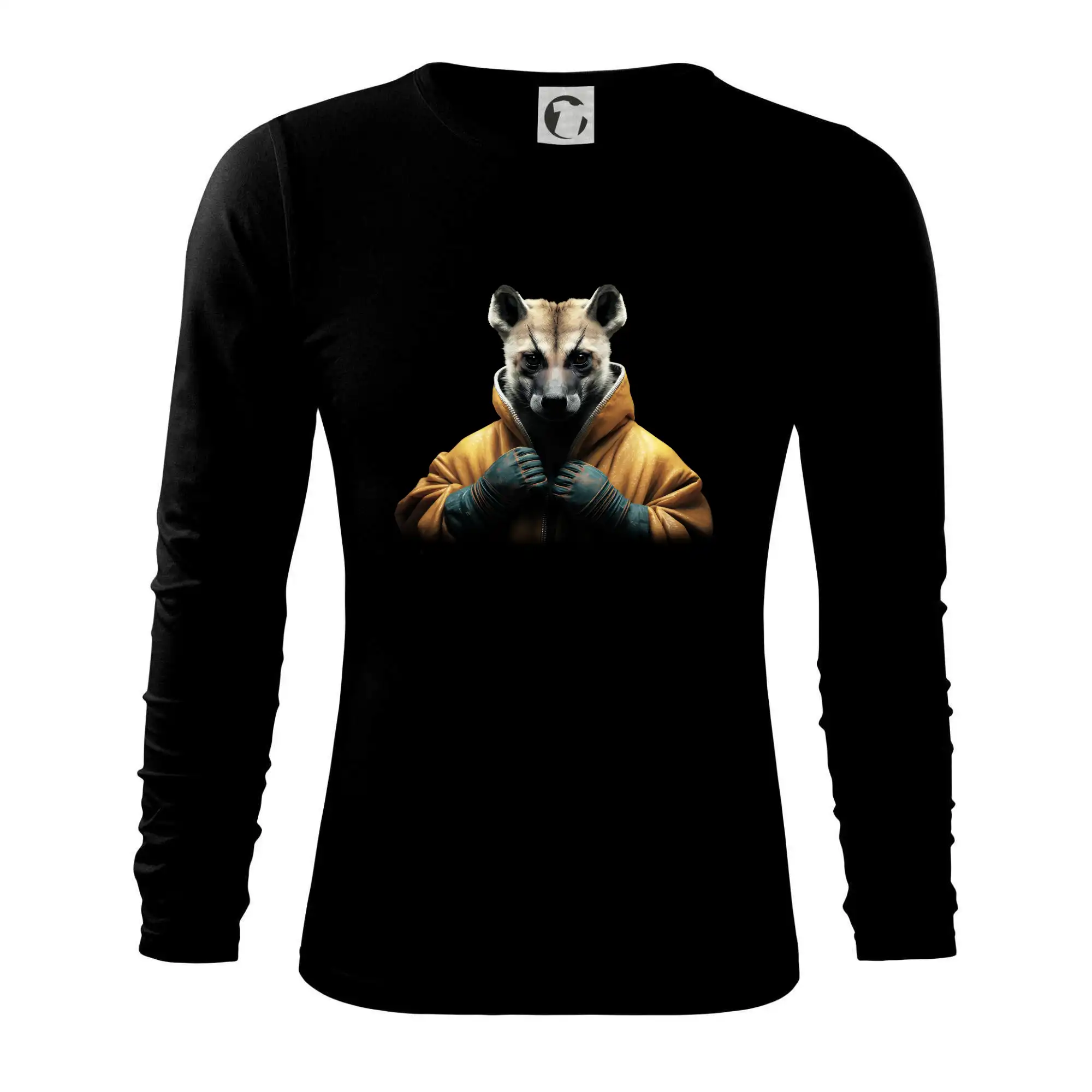 Tričká so zvieratami - Hyena v bundě - Tričko s dlhým rukávom FIT-T long sleeve