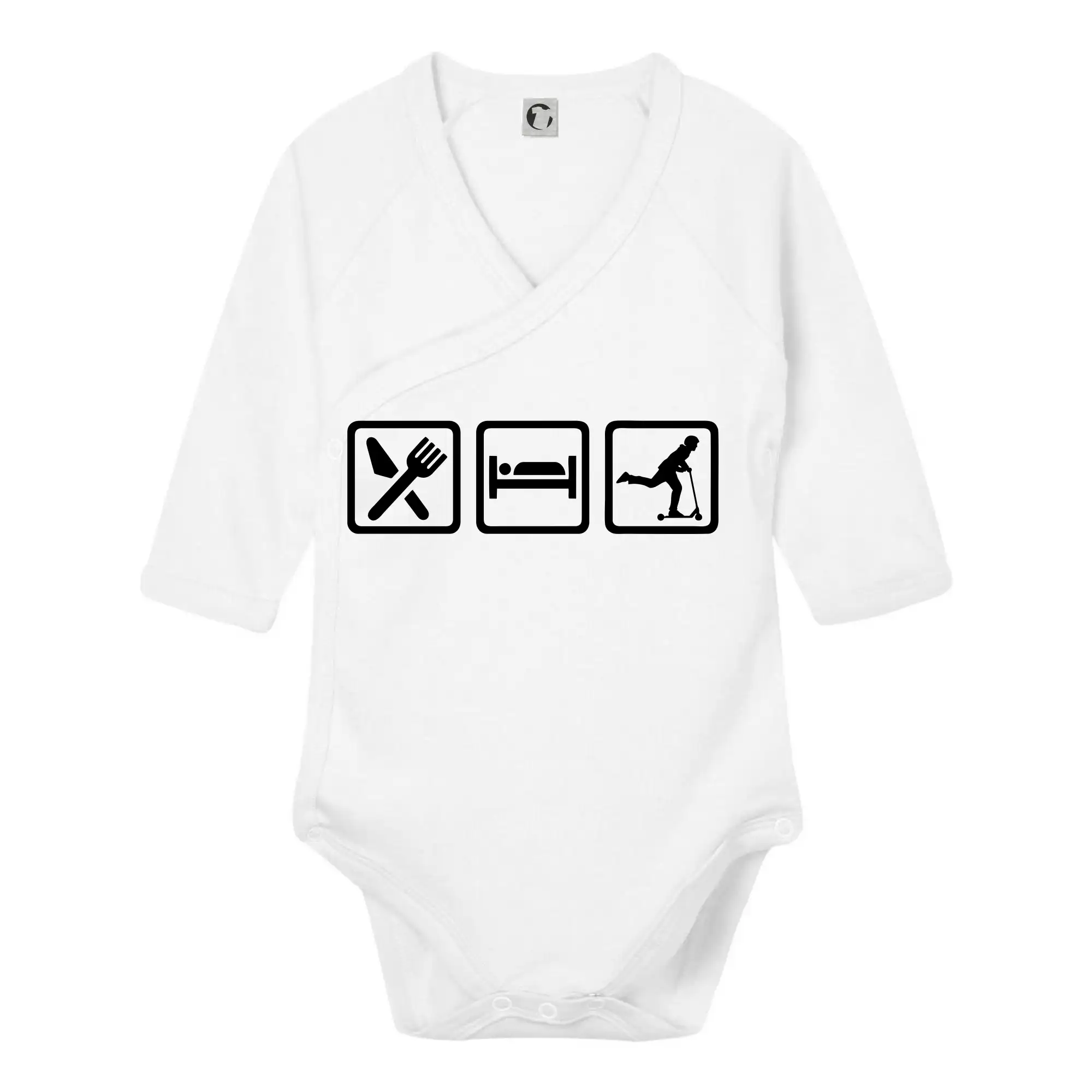 Tričká na kolobežku - Eat sleep kolobeh - kolobežka - Body zavinovacie s dlhým rukávom