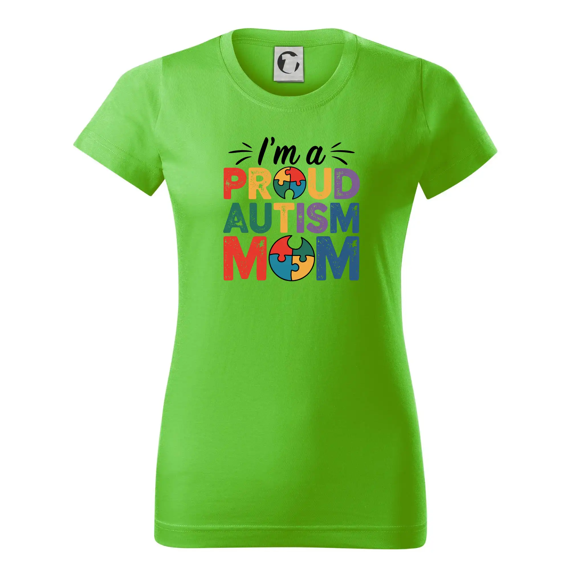 Tričká a mikiny pre autistov - Im a proud autism mom - Dámske tričko basic - ľahko voľnejšie a dlhšie