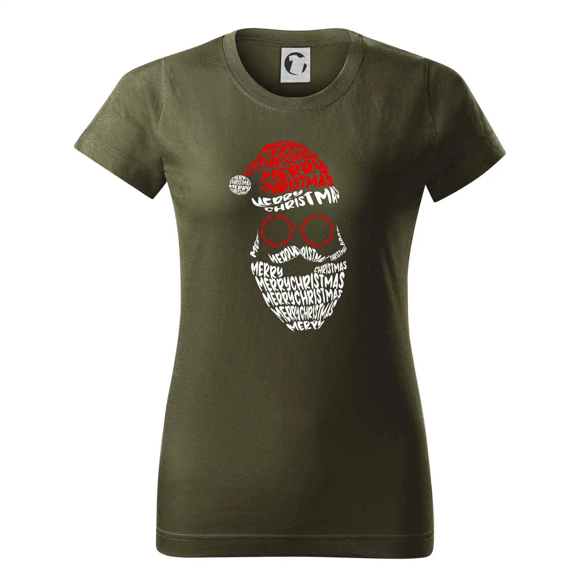 Vianočné tričká - Merry Christmas obličej - Dámske tričko basic - ľahko voľnejšie a dlhšie