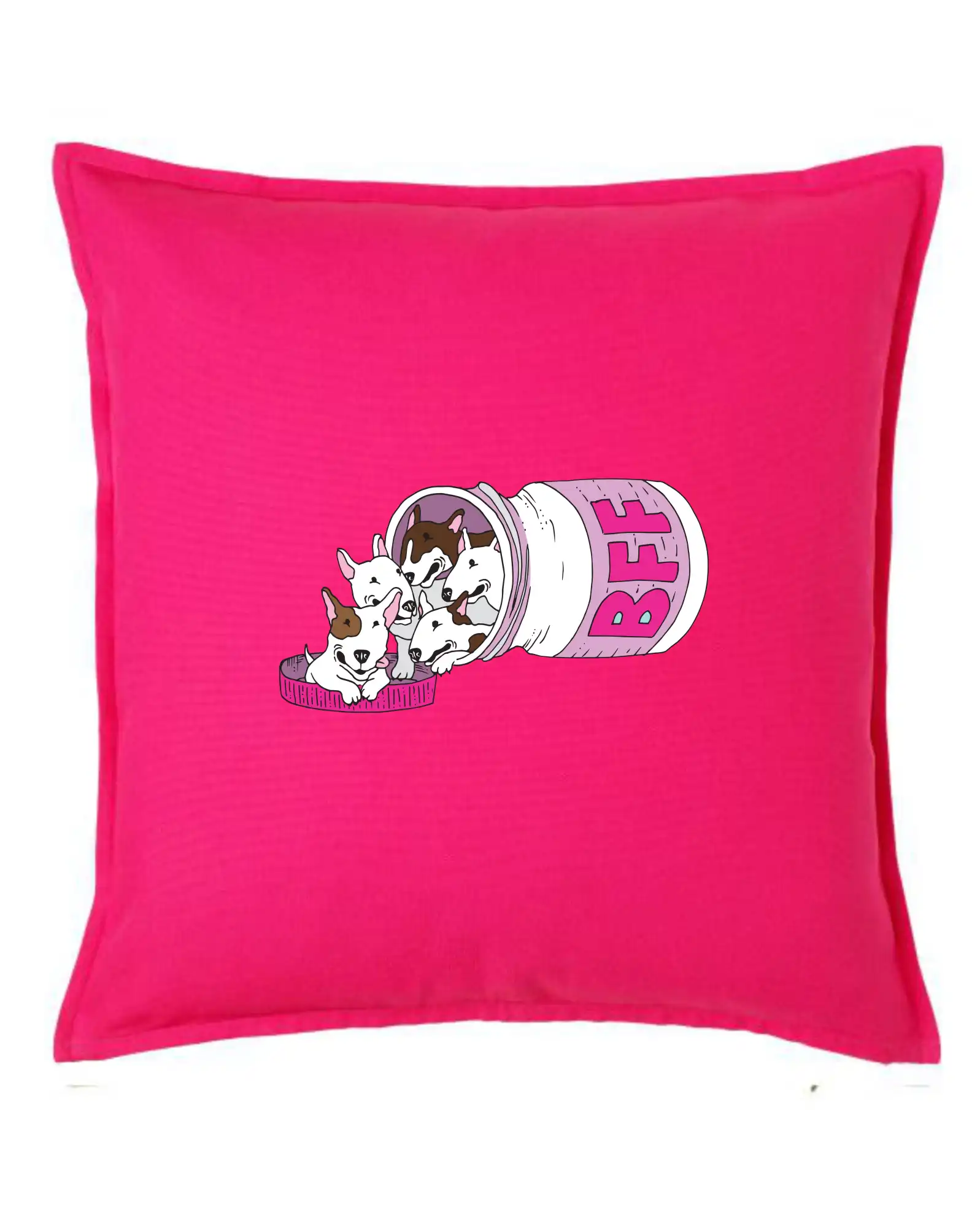 Ostatné psie plemená - Bullterrier Friends Forever ružové (Pecka design) - Vankúš 50x50