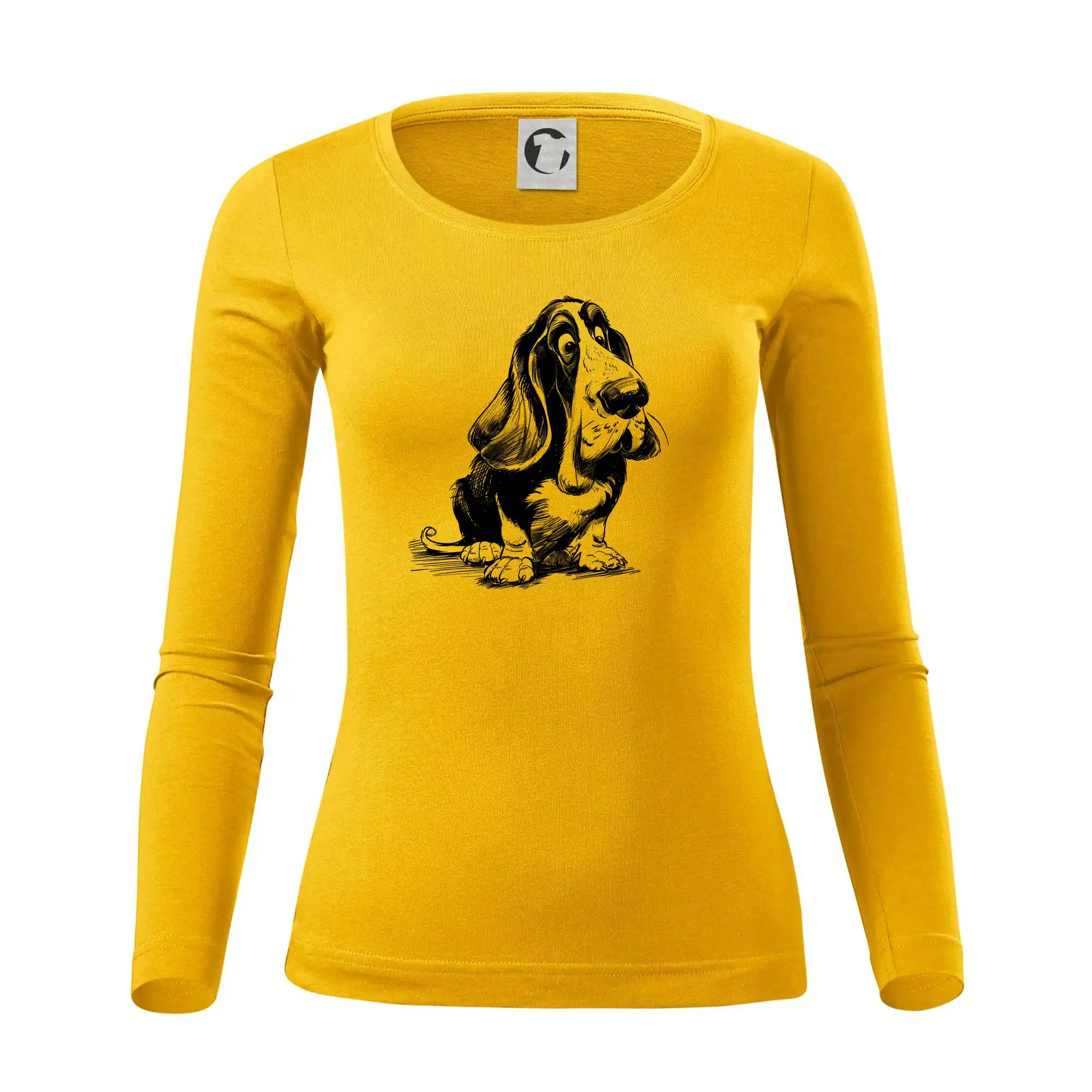 Černobílá karikatura baset