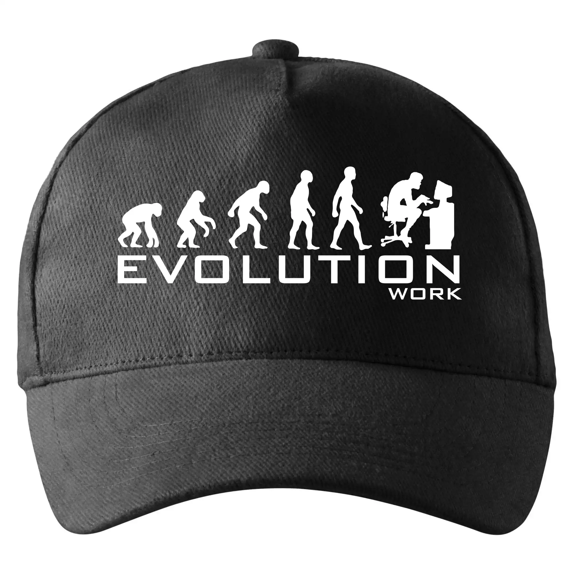Tričká s potlačou evolúcia - Evolúcia práce - Šiltovka so zahnutým šiltom a mosaznou sponou