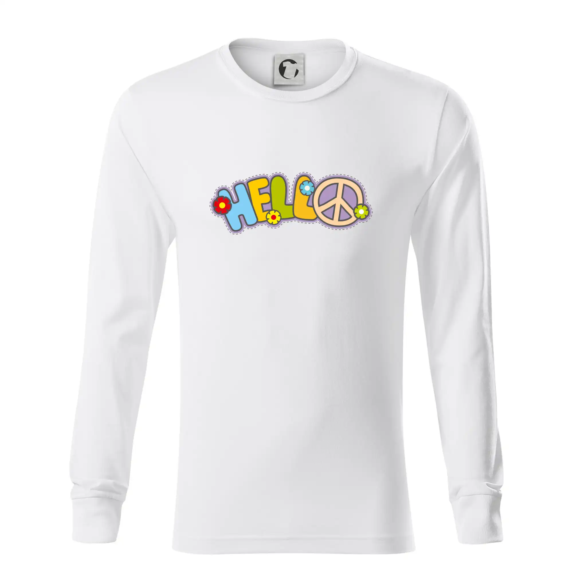 Tričká pre pohodový ľudí - Hello hippie symbol - Tričko s dlhým rukávom LS R05