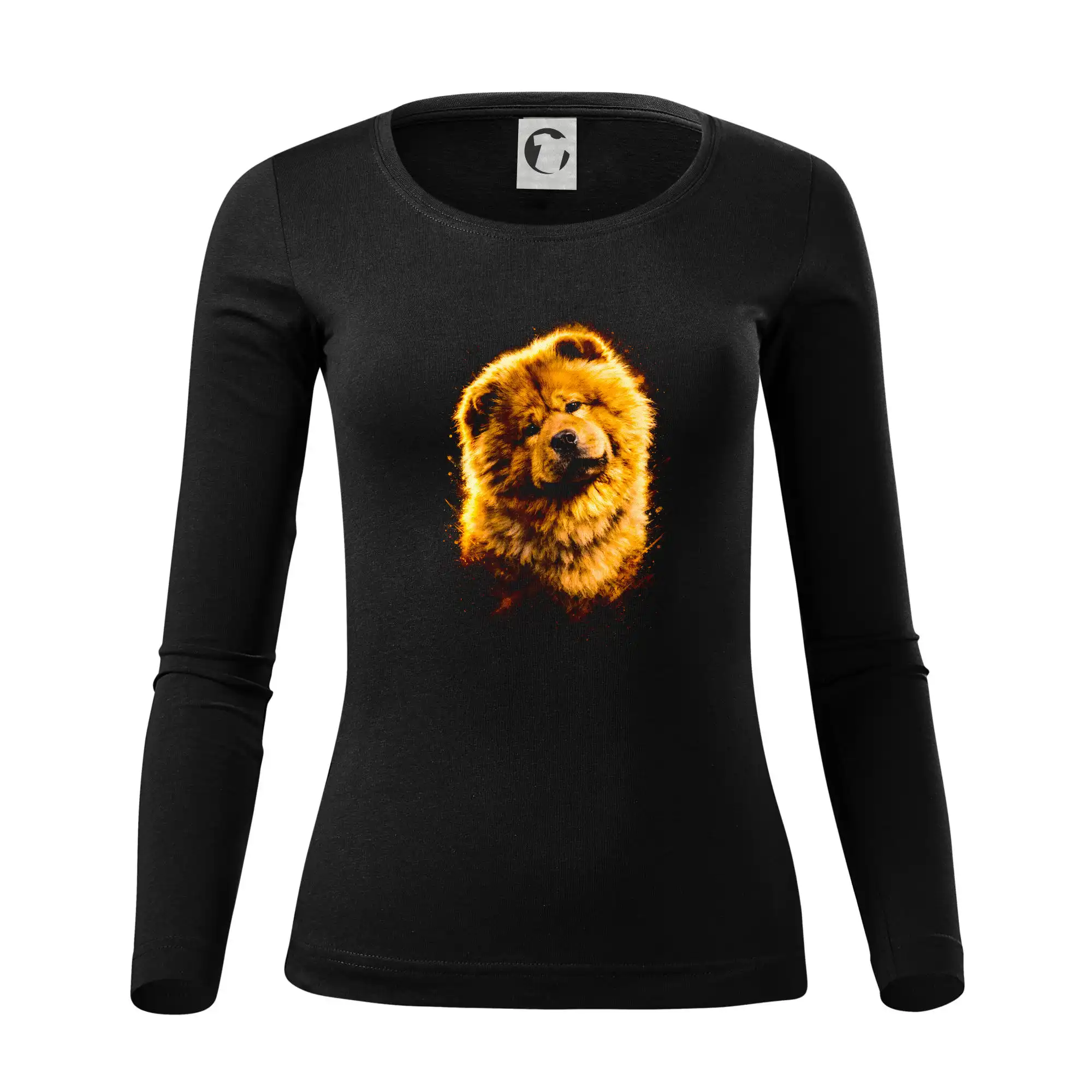Ostatné psie plemená - Obrázok poltón Čau-čau sediaci - Dámske tričko FIT-T LS - zužené