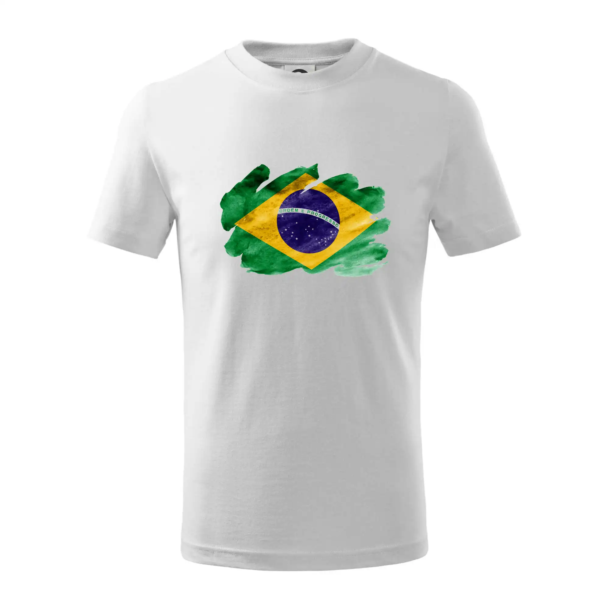 Motívy štátnych vlajok - Brazília vlajka vodovej farby - Tričko detské bavlnené
