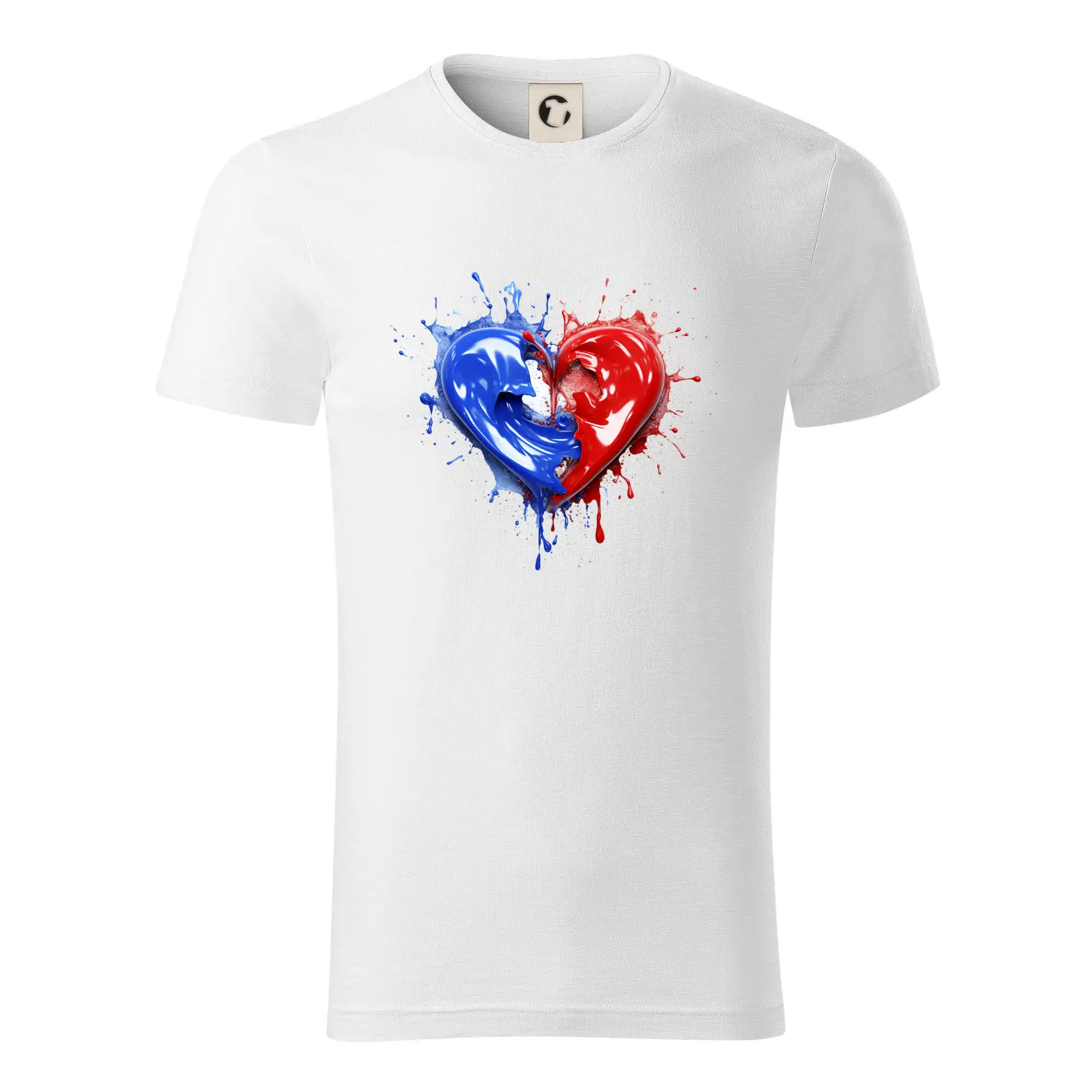 Motívy štátnych vlajok - Srdce rozprsknuté - Francúzske farby - Tričko z organickej bavlny