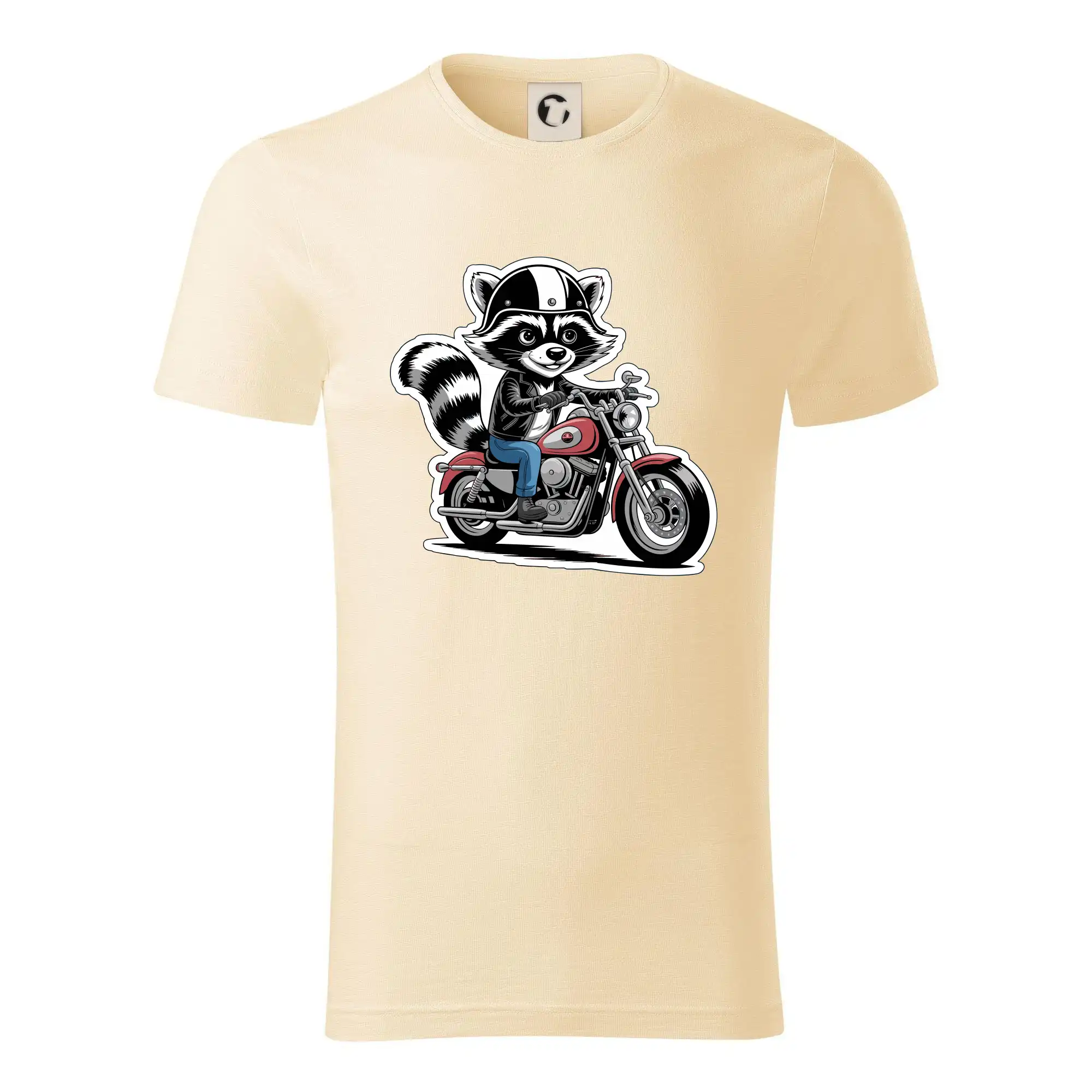 Tričká so zvieratami - Mýval na motorke kreslený - Tričko z organickej bavlny